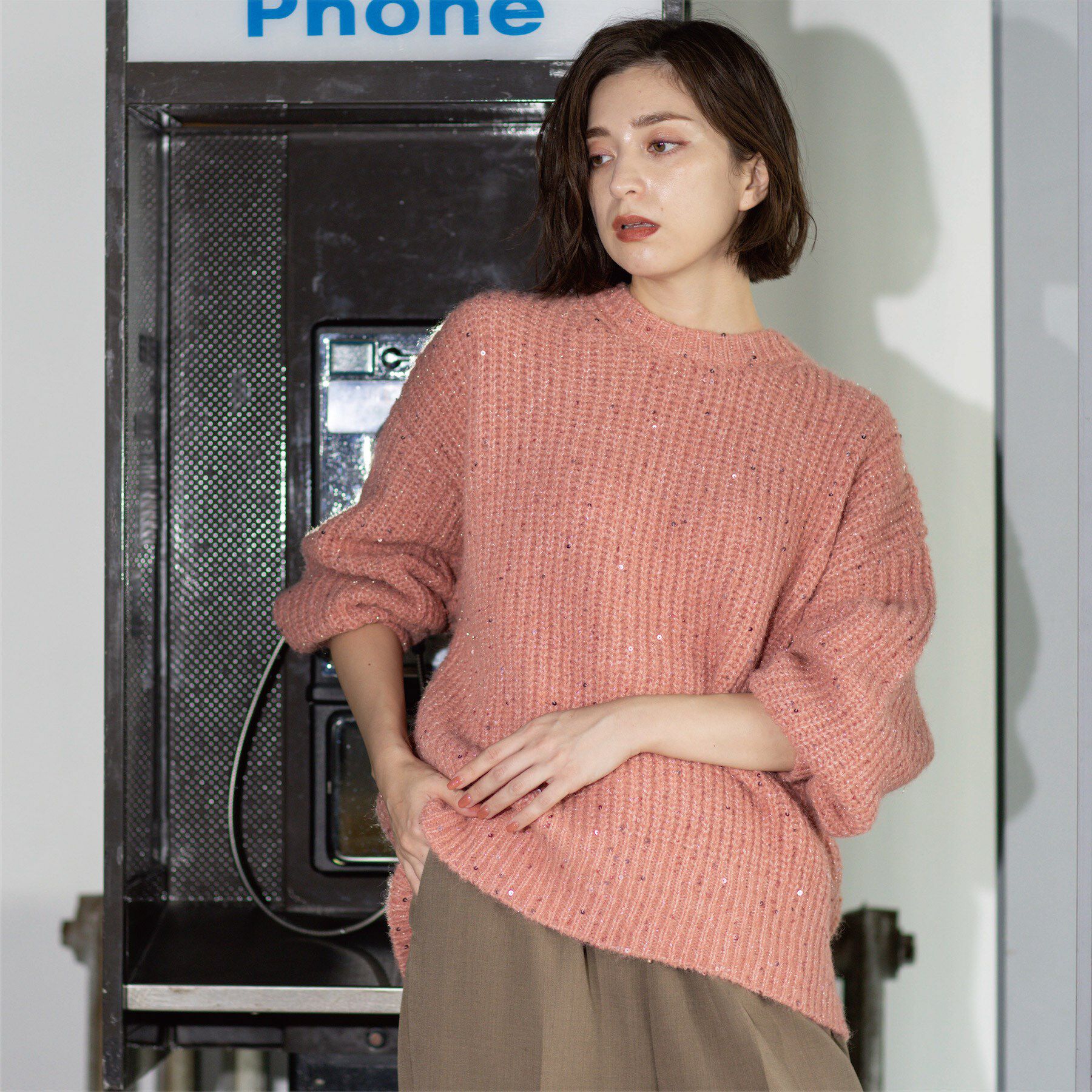 OPAQUE.CLIP「オーバーサイズ スパンコールニット」|ニット・セーター|