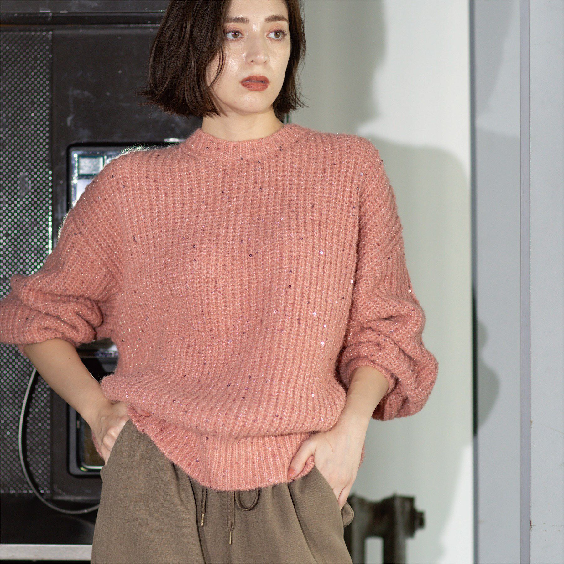 OPAQUE.CLIP「オーバーサイズ スパンコールニット」|ニット・セーター|