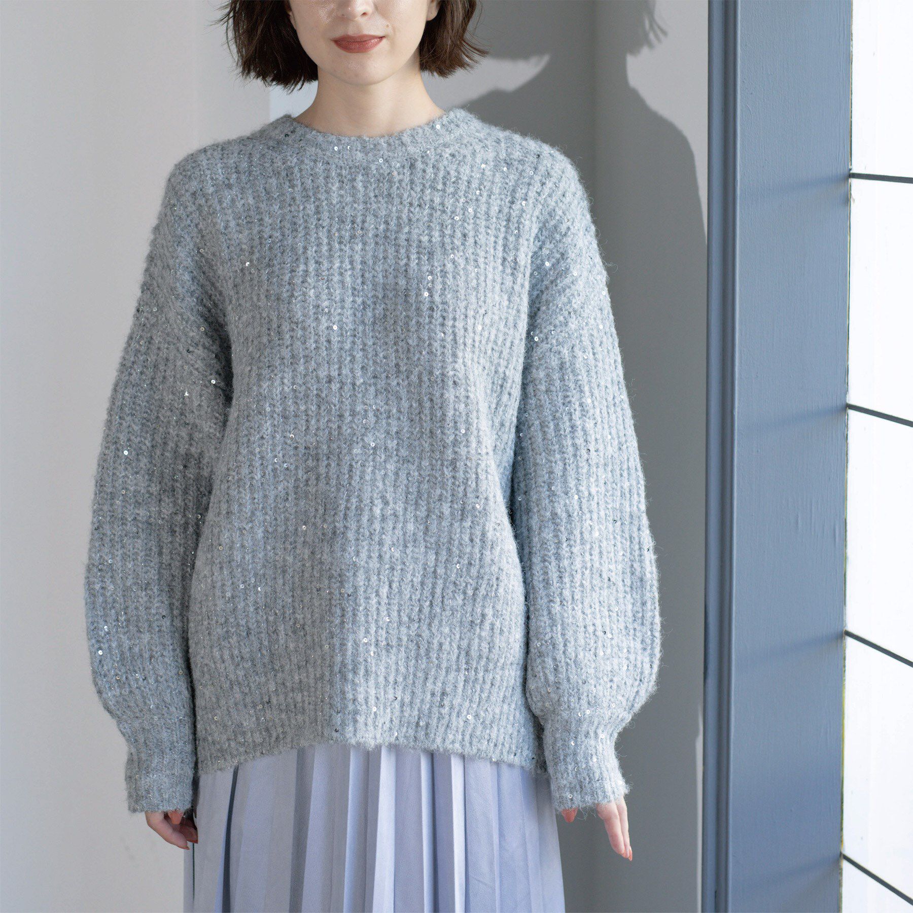 OPAQUE.CLIP「オーバーサイズ スパンコールニット」|ニット・セーター|