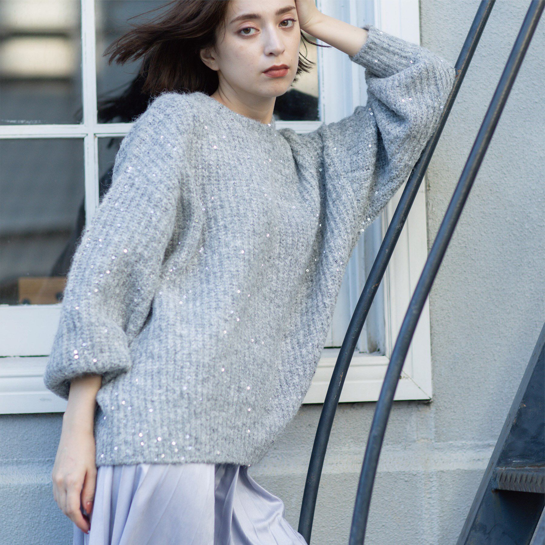 OPAQUE.CLIP「オーバーサイズ スパンコールニット」|ニット・セーター|