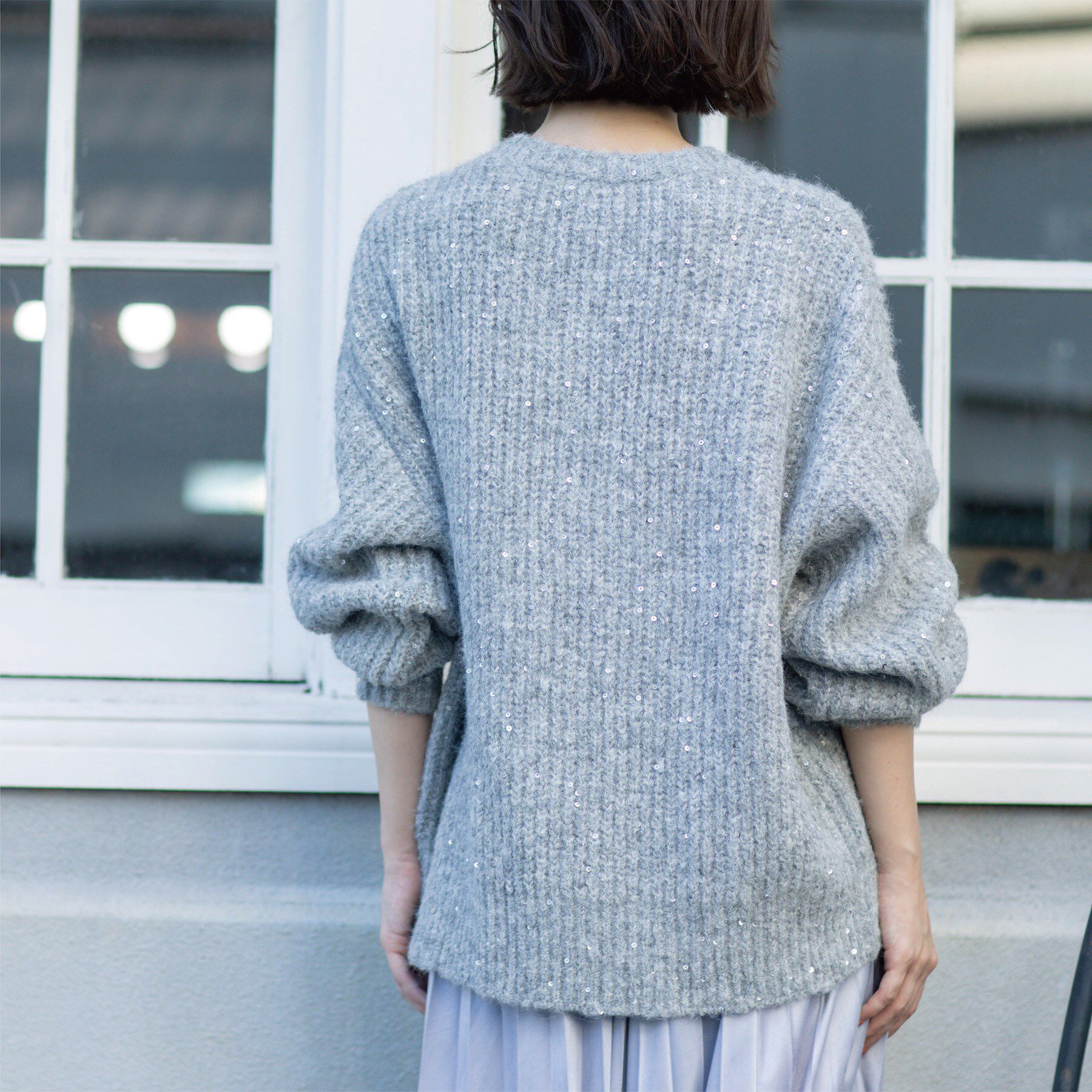OPAQUE.CLIP「オーバーサイズ スパンコールニット」|ニット・セーター|