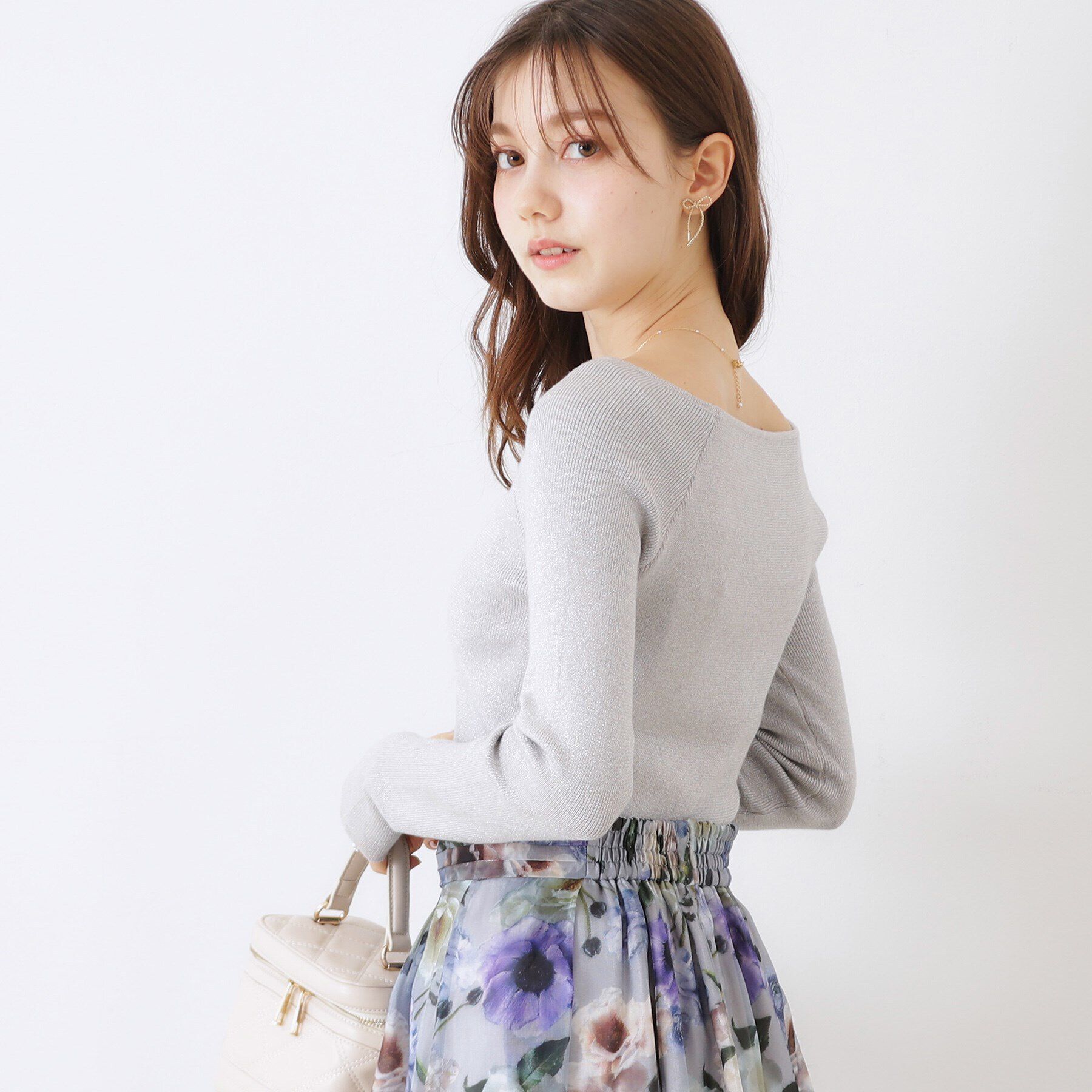 Couture broach「ラメ混ボートネックリブニットプルオーバー」|ニット・セーター|