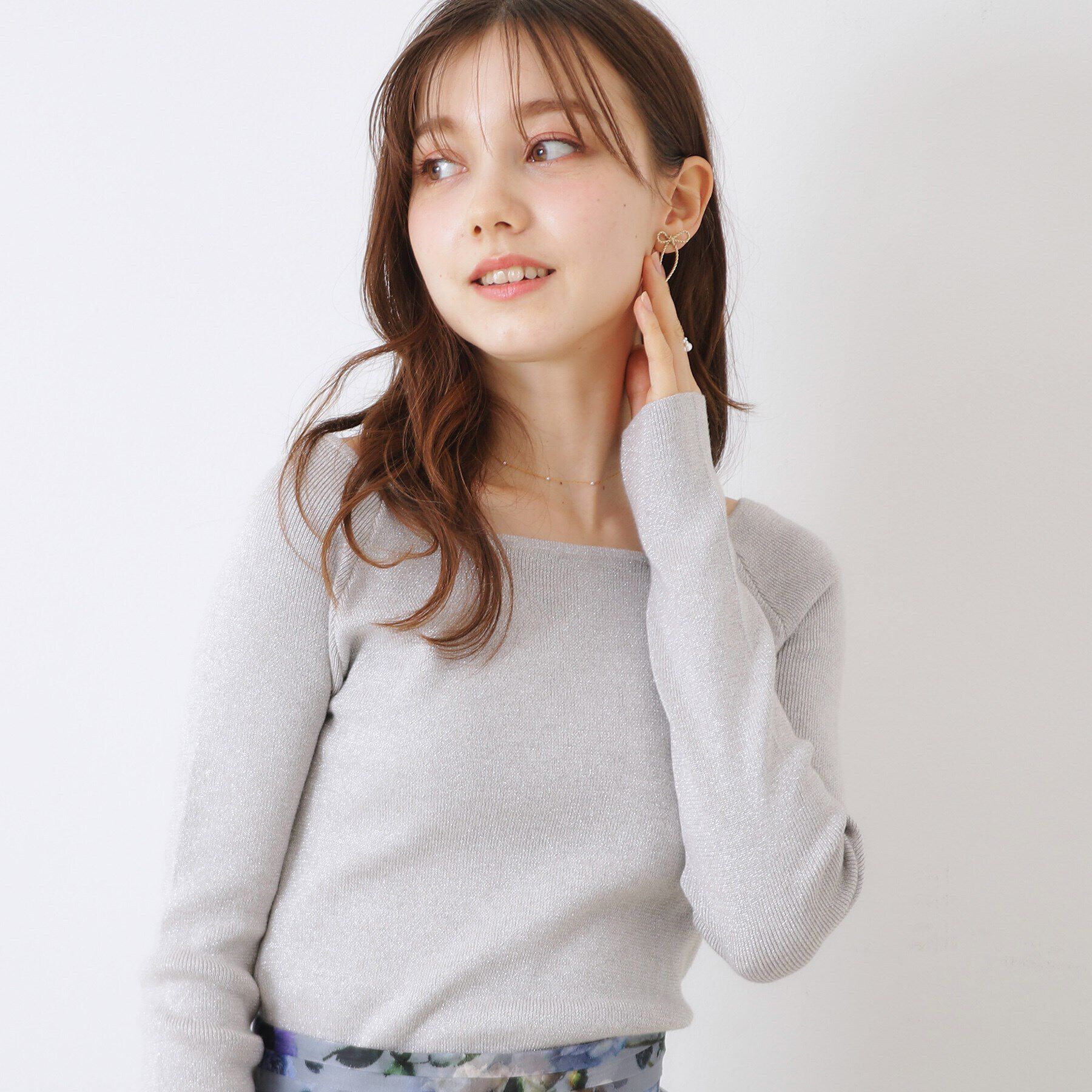 Couture broach「ラメ混ボートネックリブニットプルオーバー」|ニット・セーター|