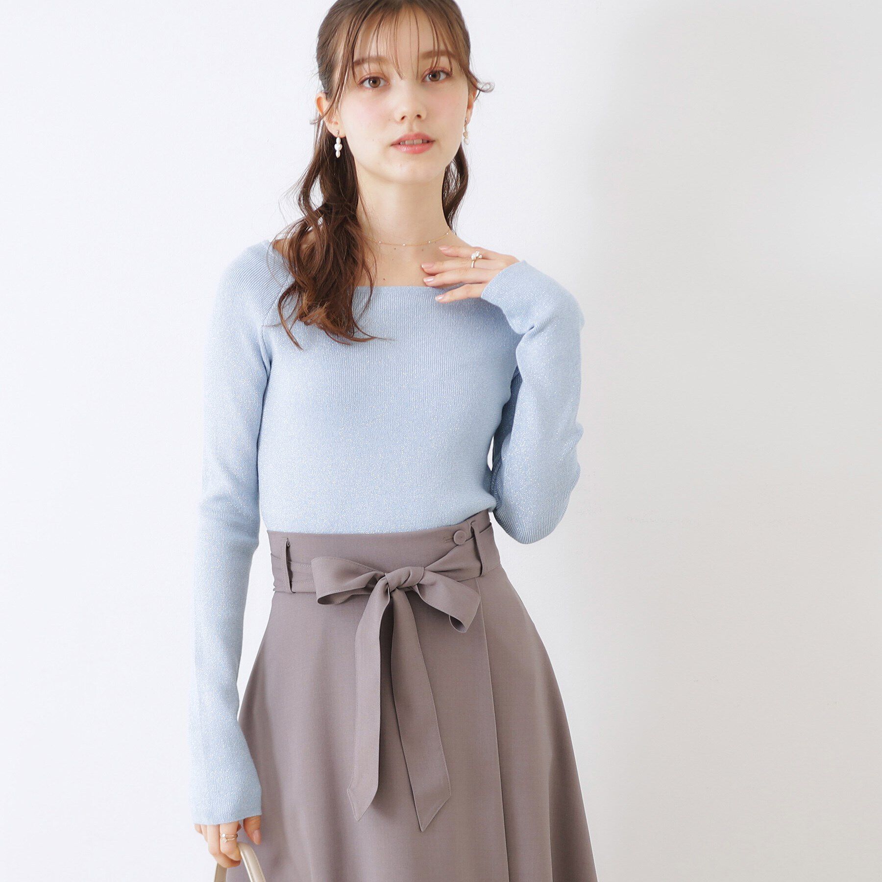 Couture broach「ラメ混ボートネックリブニットプルオーバー」|ニット・セーター|