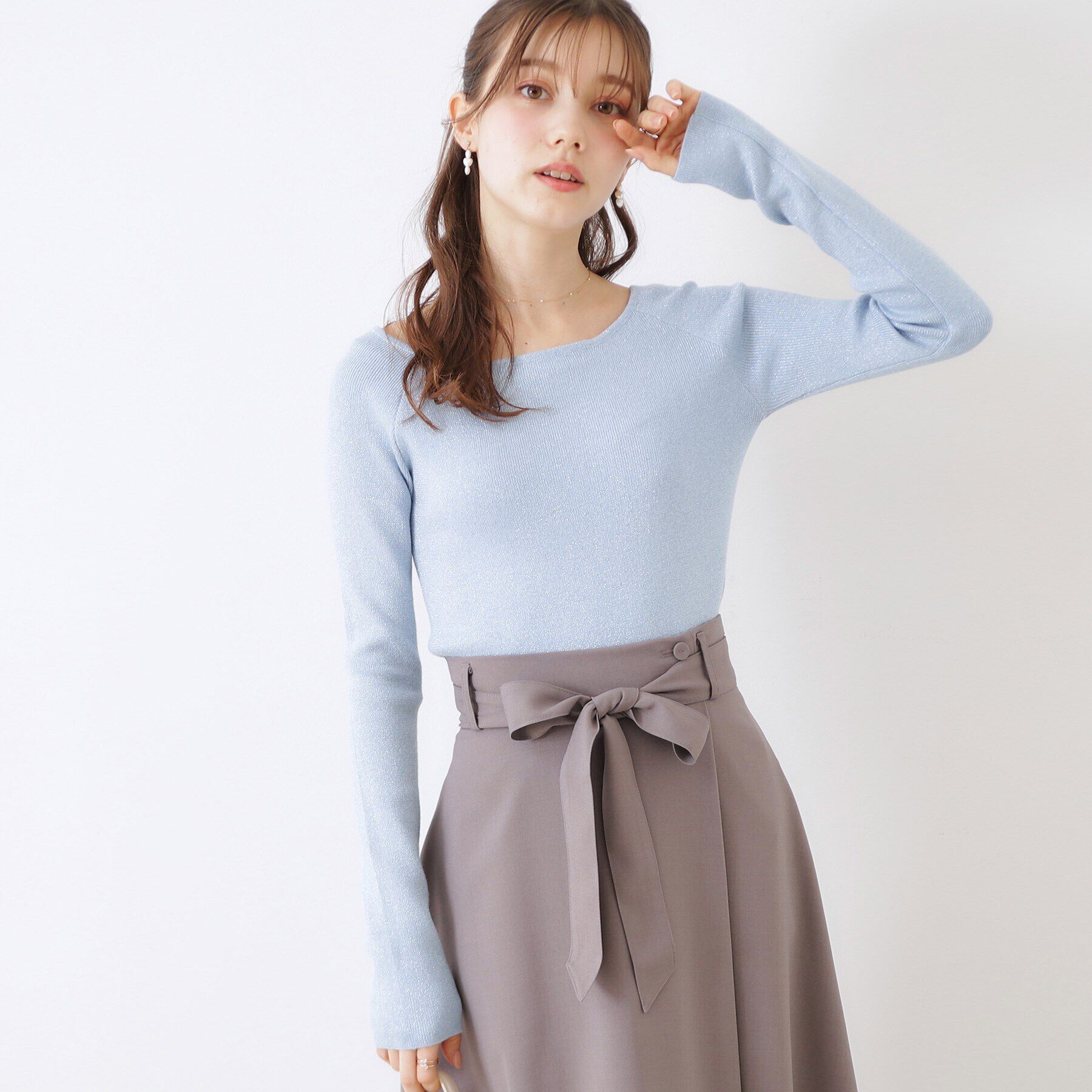 Couture broach「ラメ混ボートネックリブニットプルオーバー」|ニット・セーター|