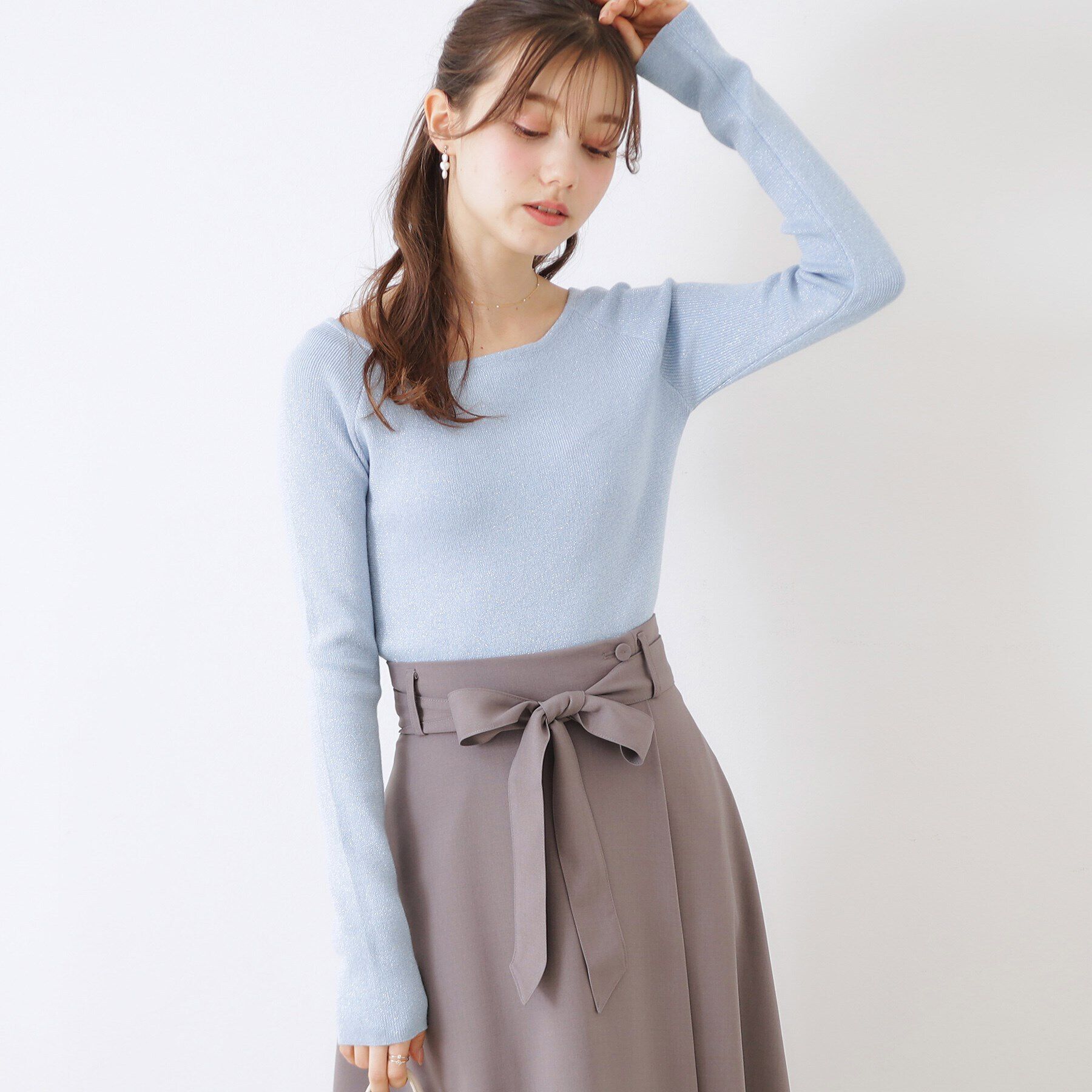 Couture broach「ラメ混ボートネックリブニットプルオーバー」|ニット・セーター|