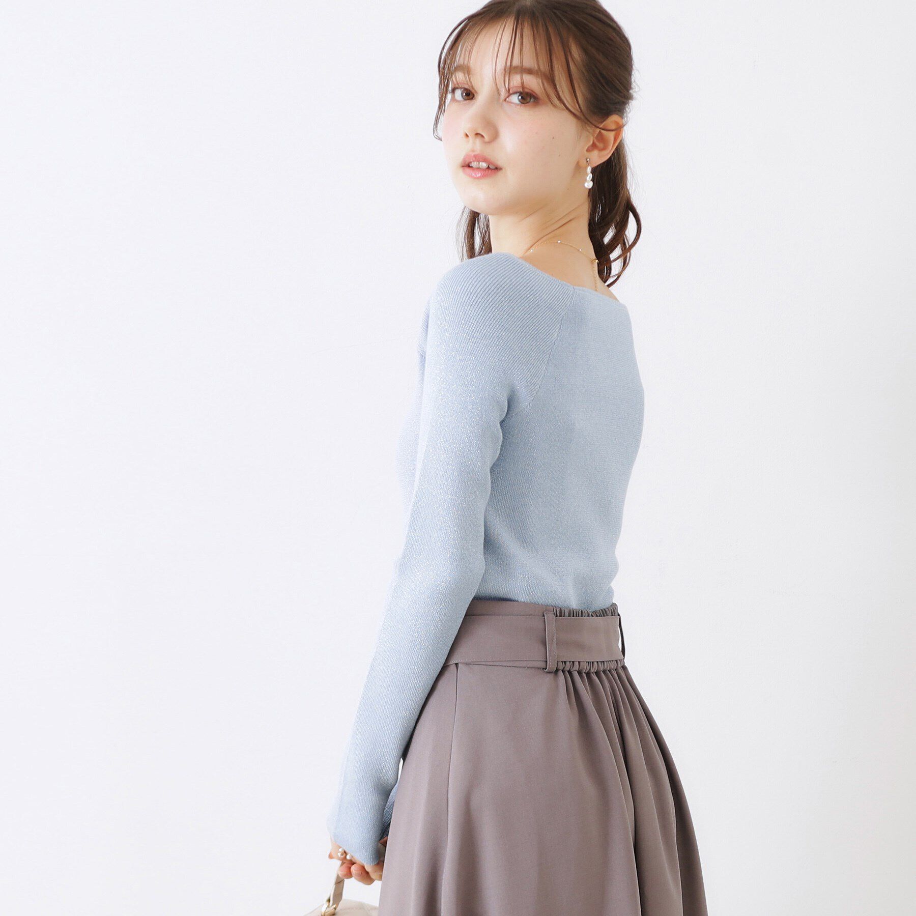 Couture broach「ラメ混ボートネックリブニットプルオーバー」|ニット・セーター|