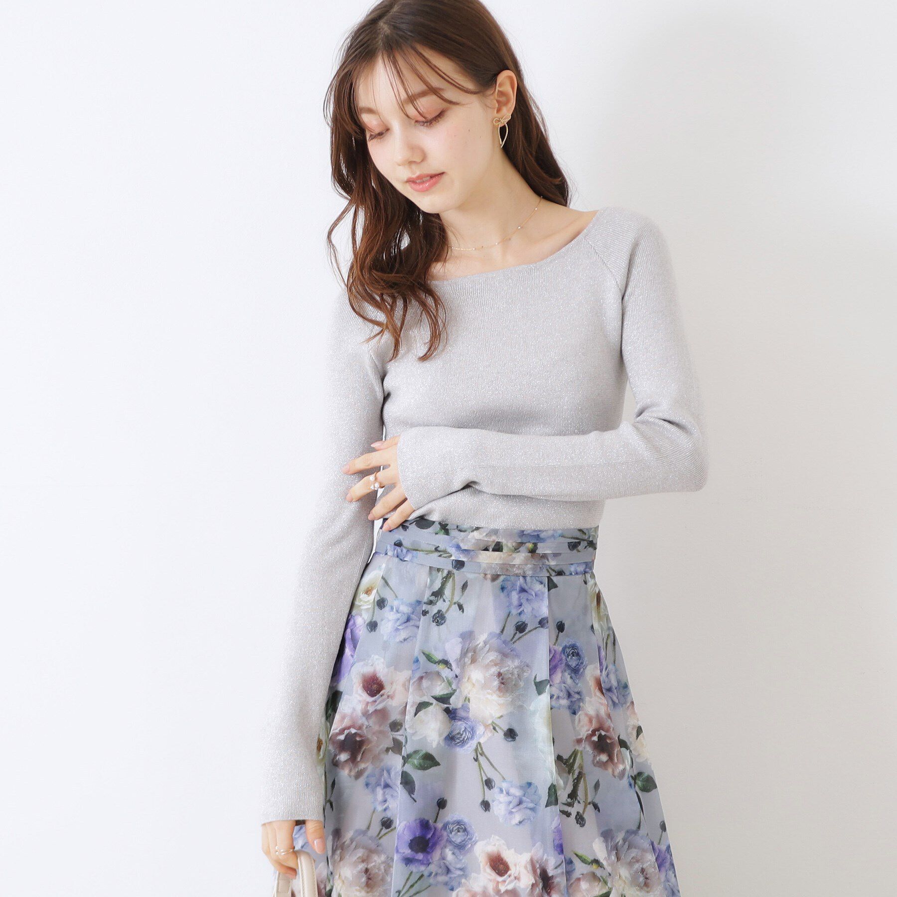 Couture broach「ラメ混ボートネックリブニットプルオーバー」|ニット・セーター|