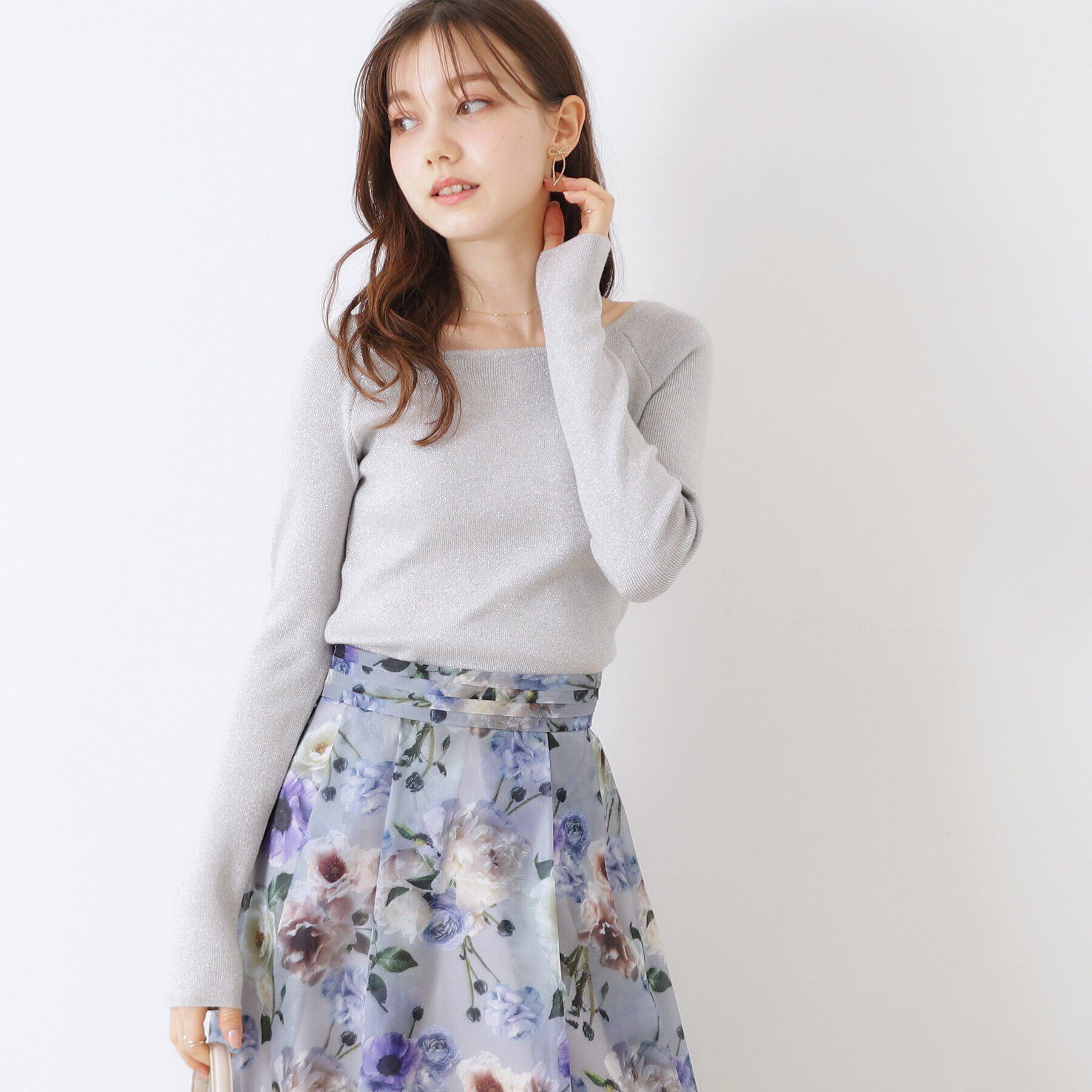 Couture broach「ラメ混ボートネックリブニットプルオーバー」|ニット・セーター|