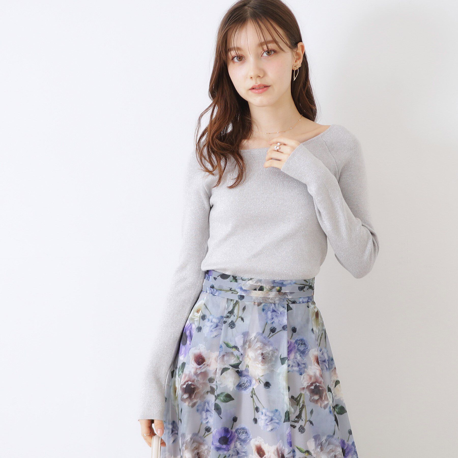 Couture broach「ラメ混ボートネックリブニットプルオーバー」|ニット・セーター|