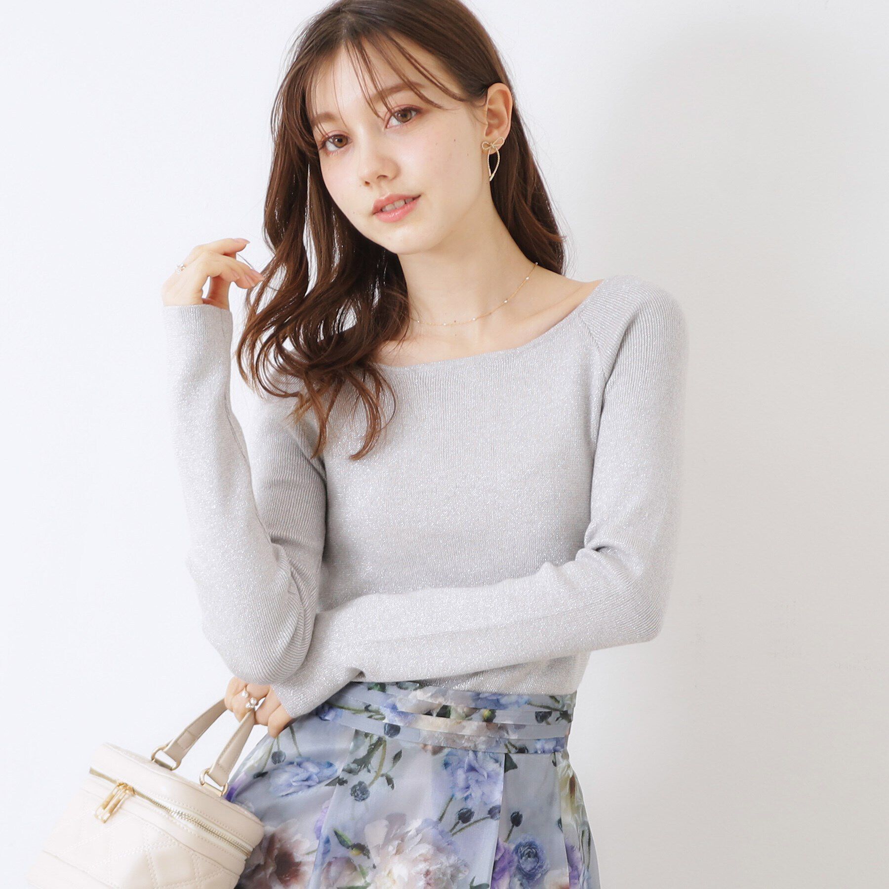 Couture broach「ラメ混ボートネックリブニットプルオーバー」|ニット・セーター|