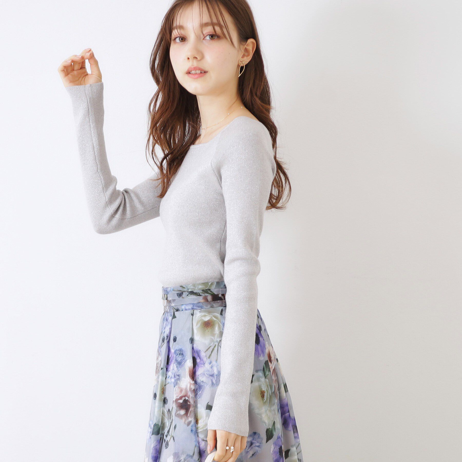 Couture broach「ラメ混ボートネックリブニットプルオーバー」|ニット・セーター|