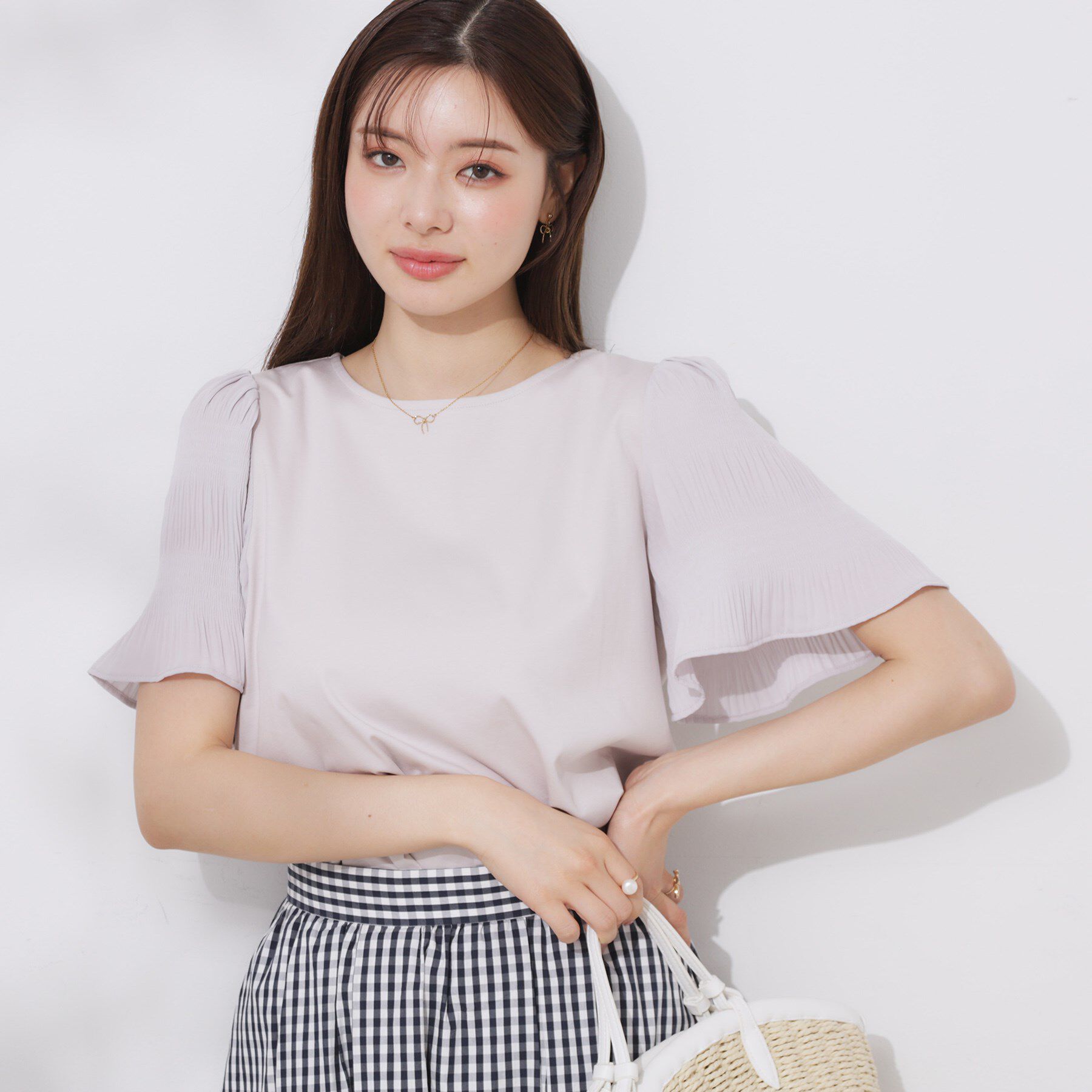 Couture broach「【接触冷感・UVカット・細見え】マジョリカシフォンスリーブトップス」|Tシャツ・カットソー|