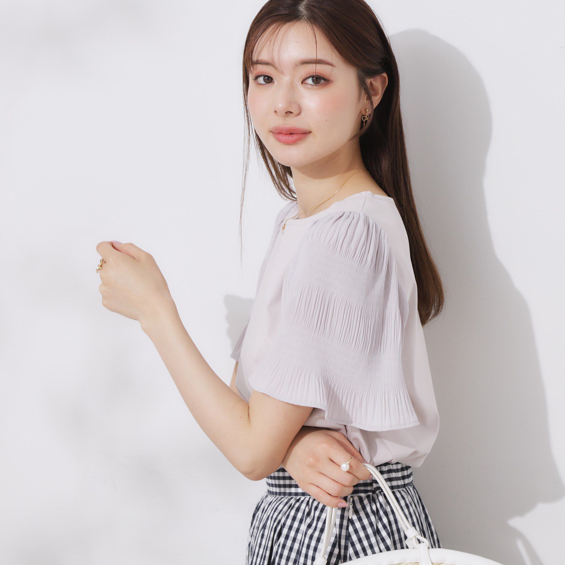 Couture broach「【接触冷感・UVカット・細見え】マジョリカシフォンスリーブトップス」|Tシャツ・カットソー|