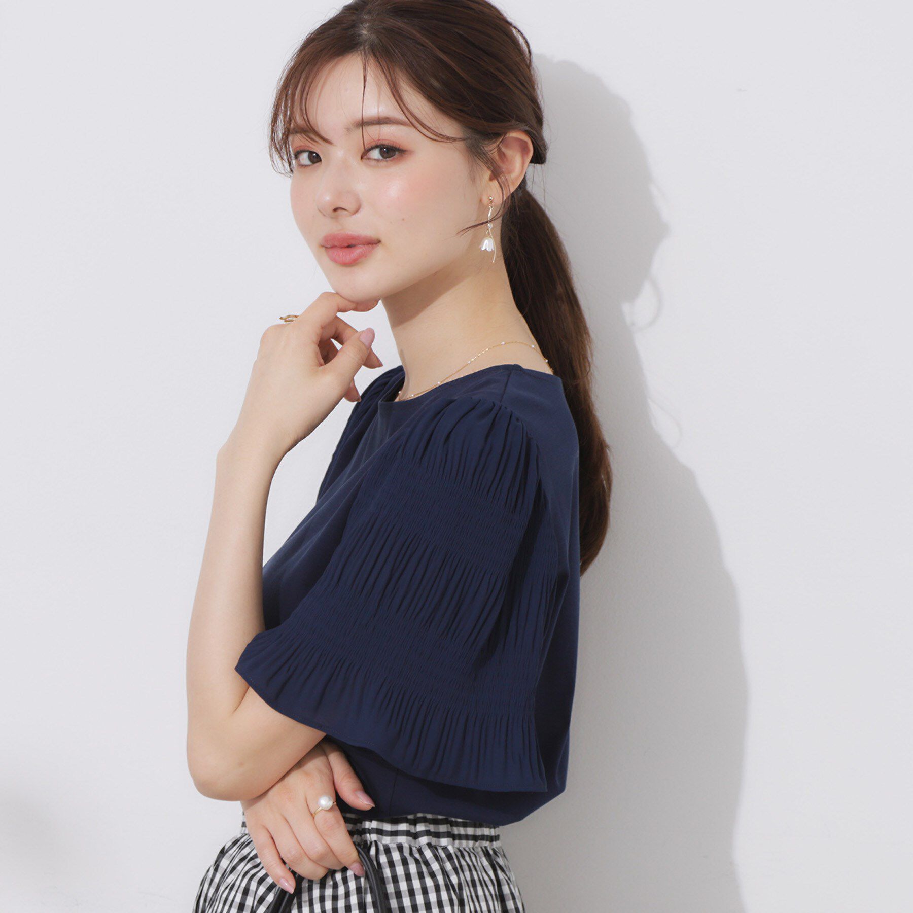 Couture broach「【接触冷感・UVカット・細見え】マジョリカシフォンスリーブトップス」|Tシャツ・カットソー|