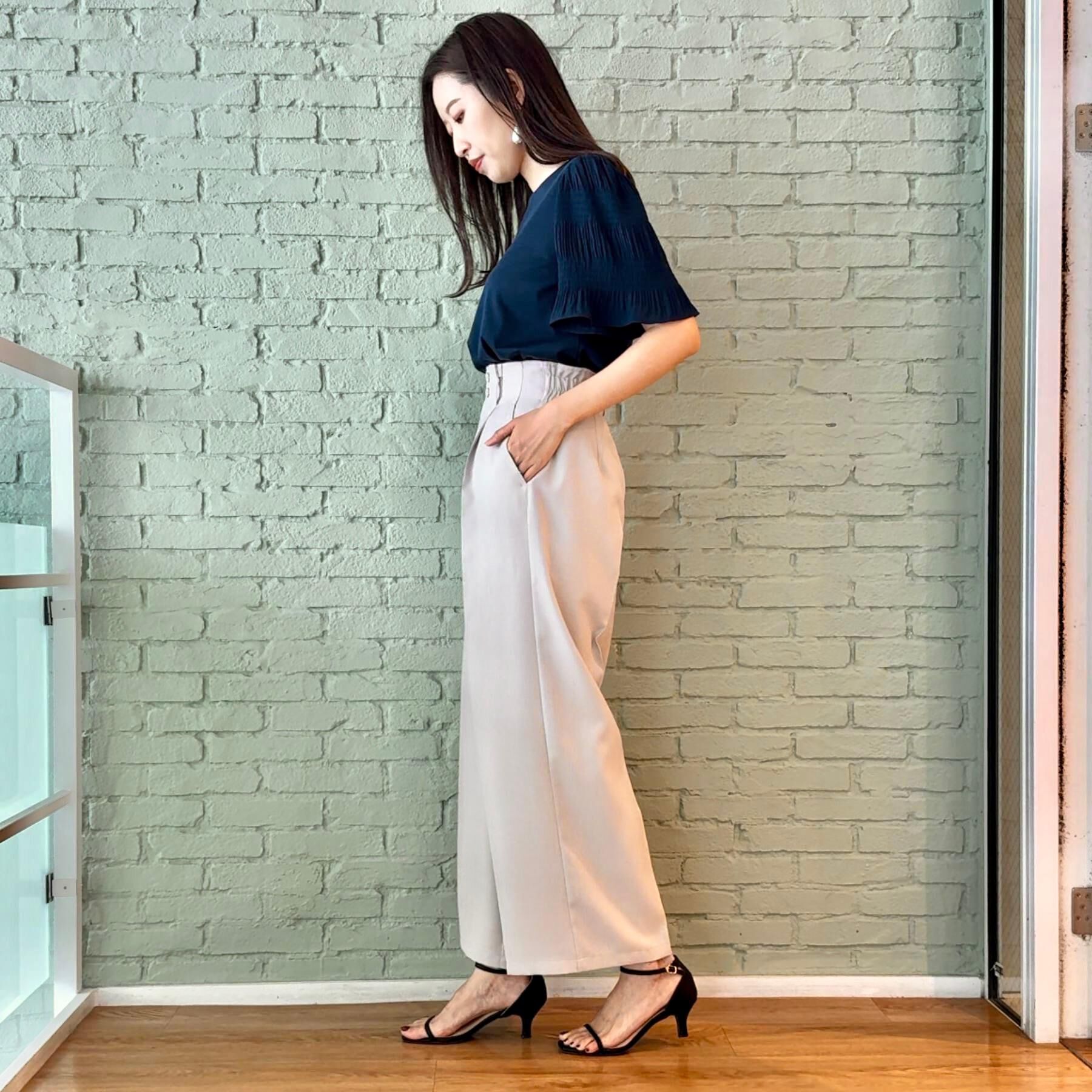 Couture broach「【接触冷感・UVカット・細見え】マジョリカシフォンスリーブトップス」|Tシャツ・カットソー|