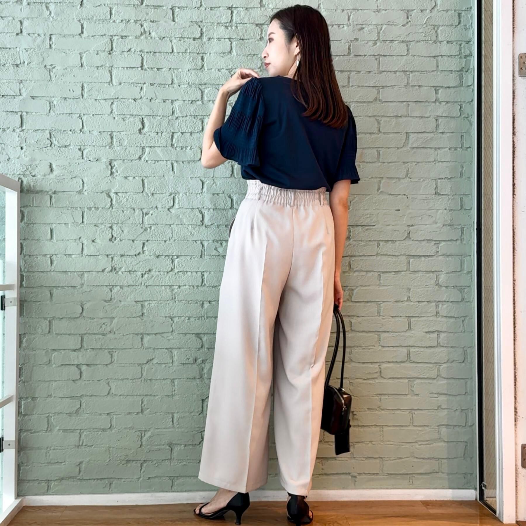 Couture broach「【接触冷感・UVカット・細見え】マジョリカシフォンスリーブトップス」|Tシャツ・カットソー|