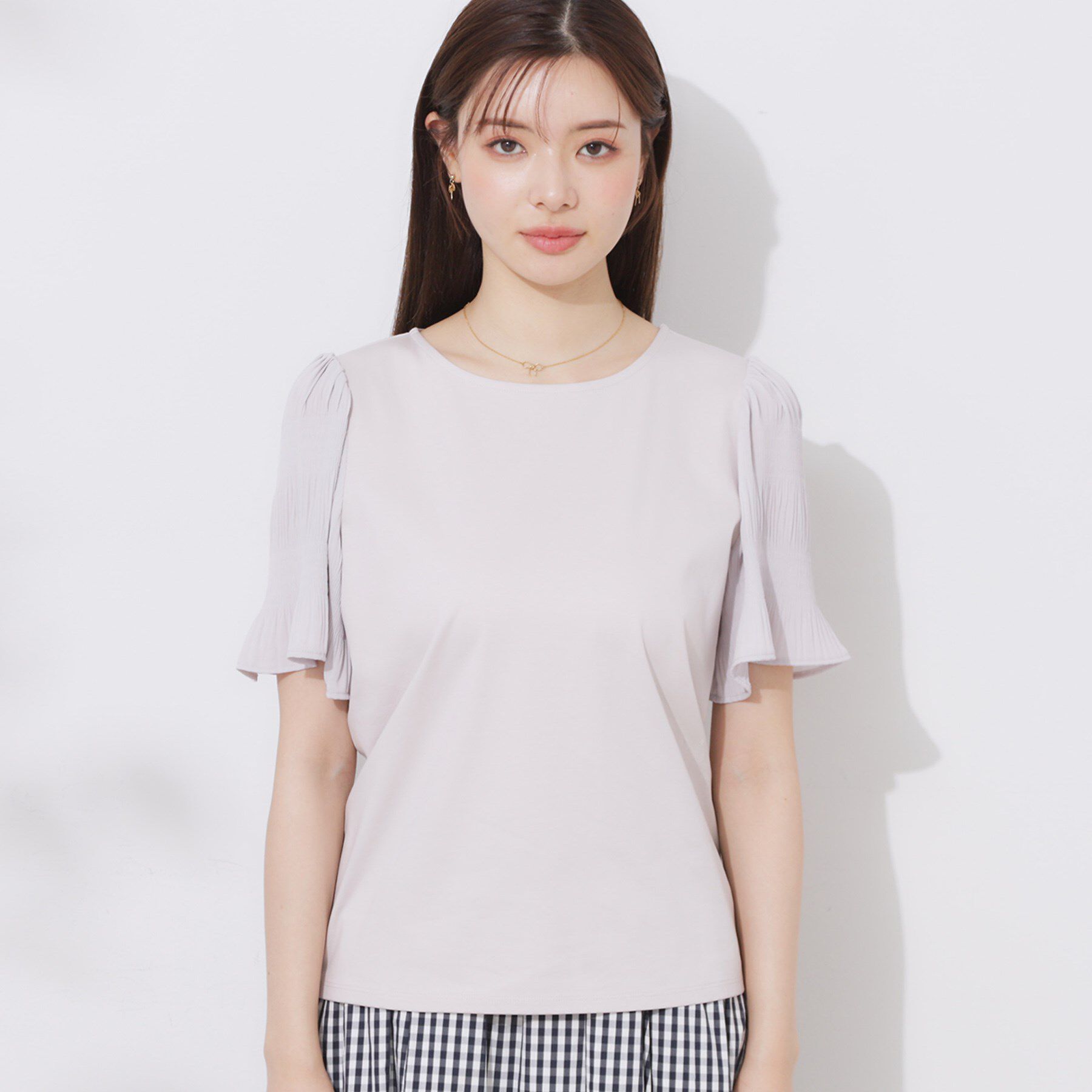 Couture broach「【接触冷感・UVカット・細見え】マジョリカシフォンスリーブトップス」|Tシャツ・カットソー|