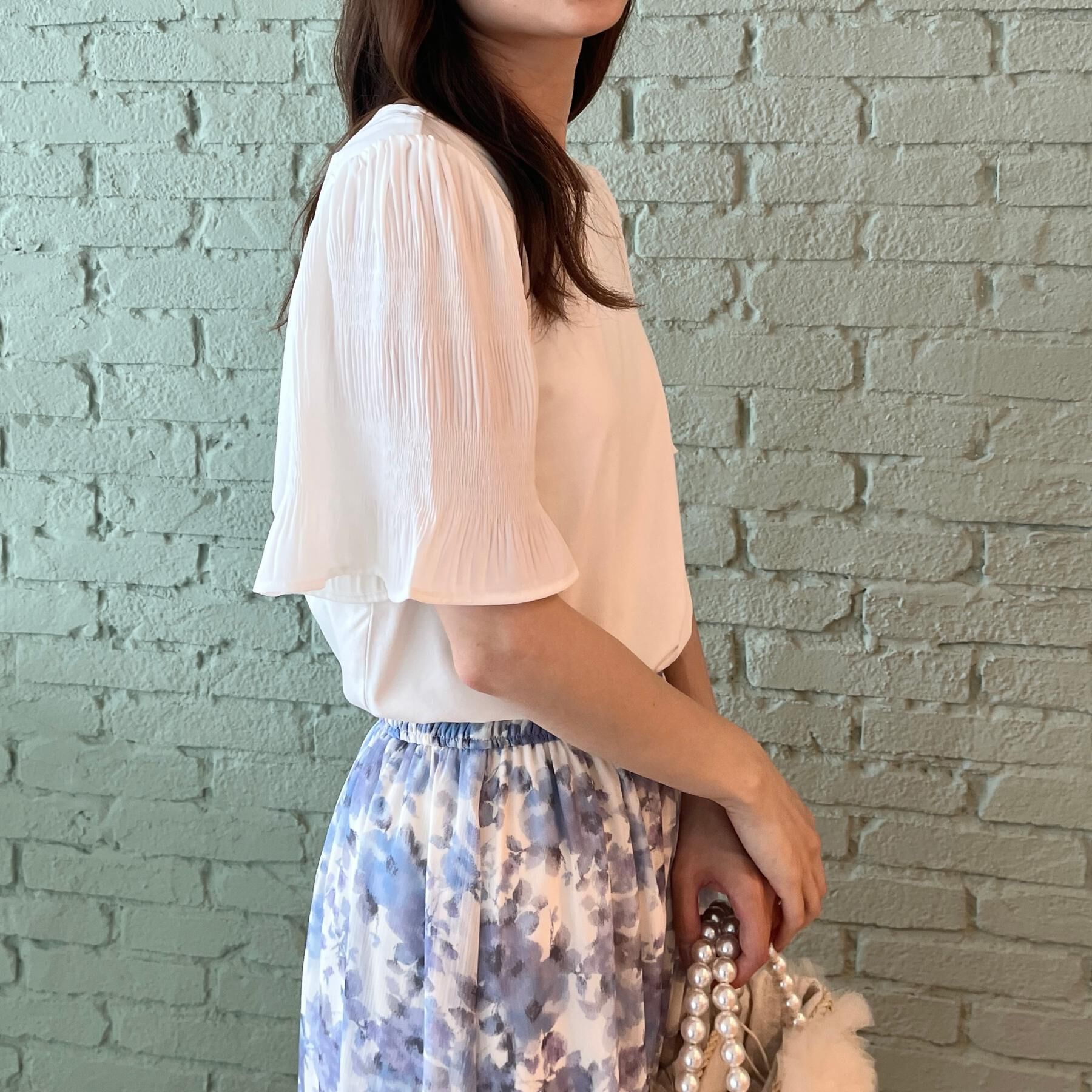 Couture broach「【接触冷感・UVカット・細見え】マジョリカシフォンスリーブトップス」|Tシャツ・カットソー|