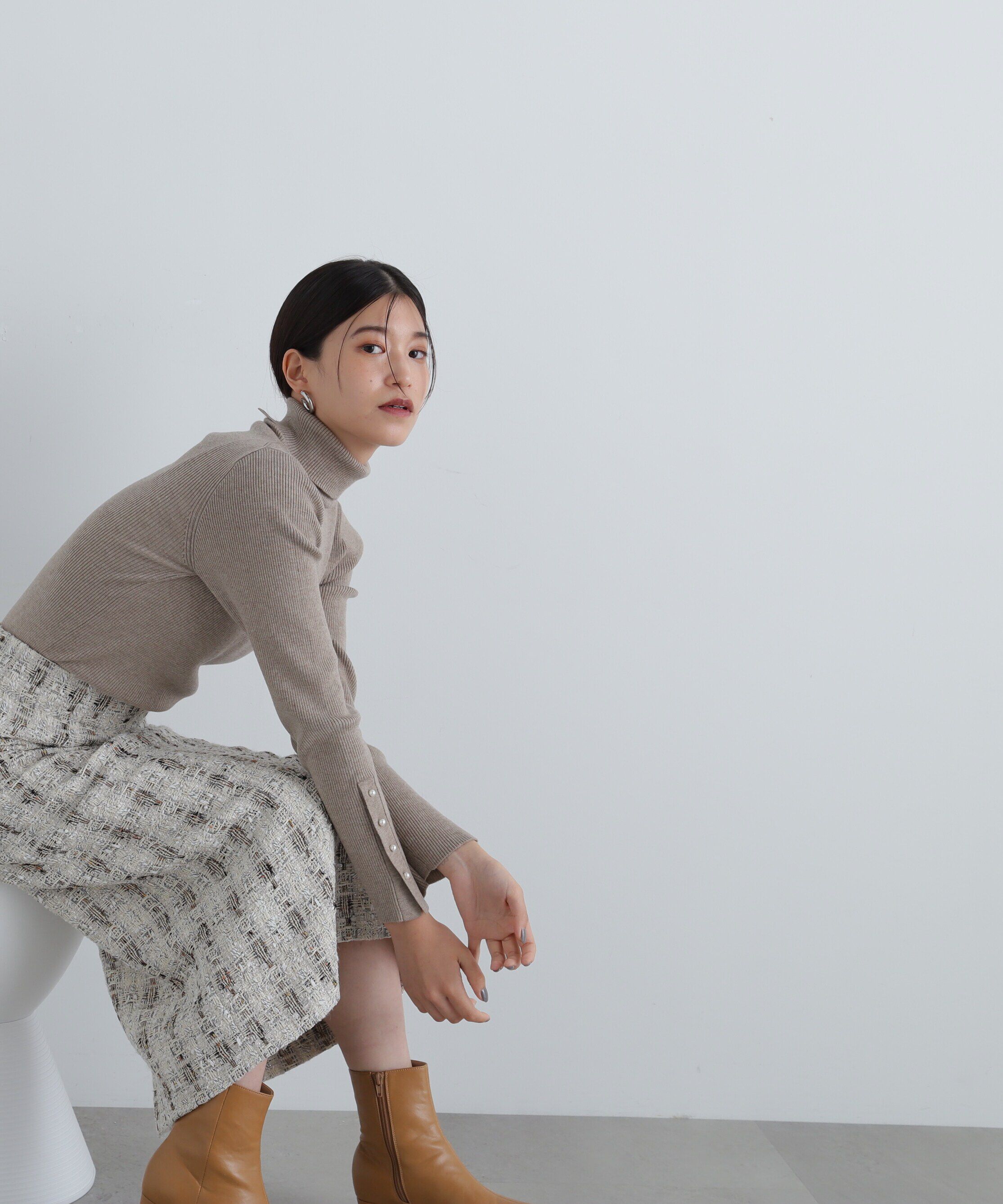  「パールボタンタートルネックニット《WEB限定商品》」|ニット・セーター|