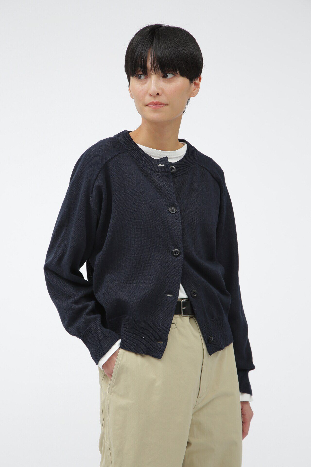 MHL.「COATED DRY COTTON」|カーディガン|NAVY