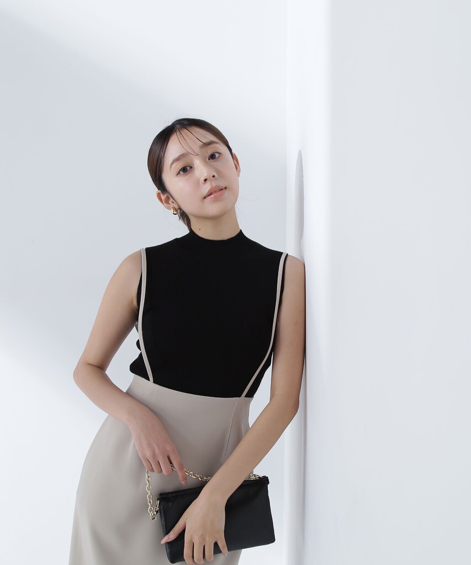  「ハイネックノースリーブリブニット」|ニット・セーター|