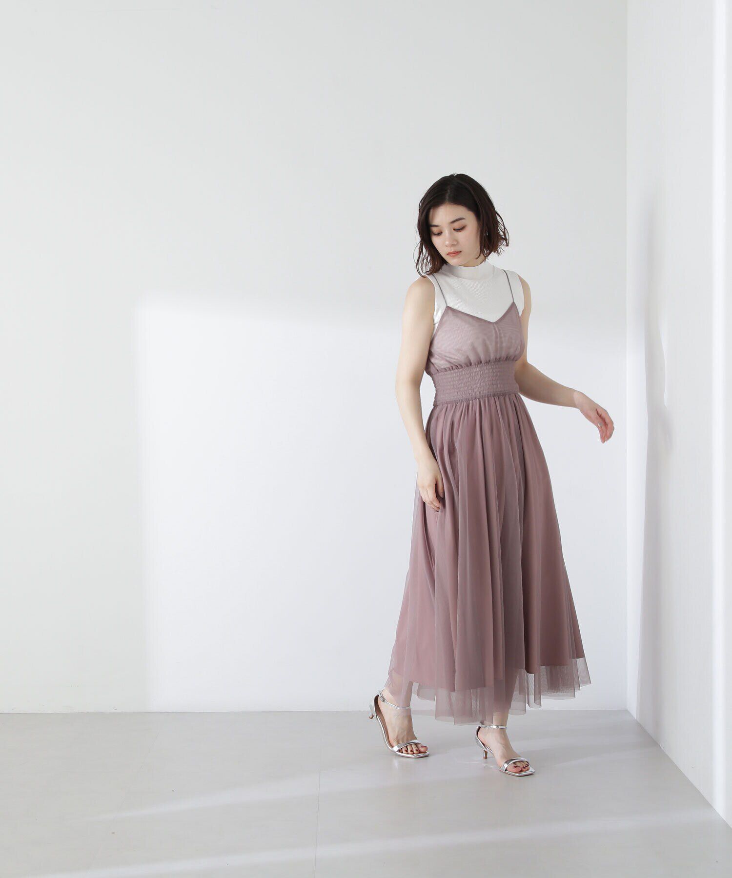  「ハイネックノースリーブリブニット」|ニット・セーター|