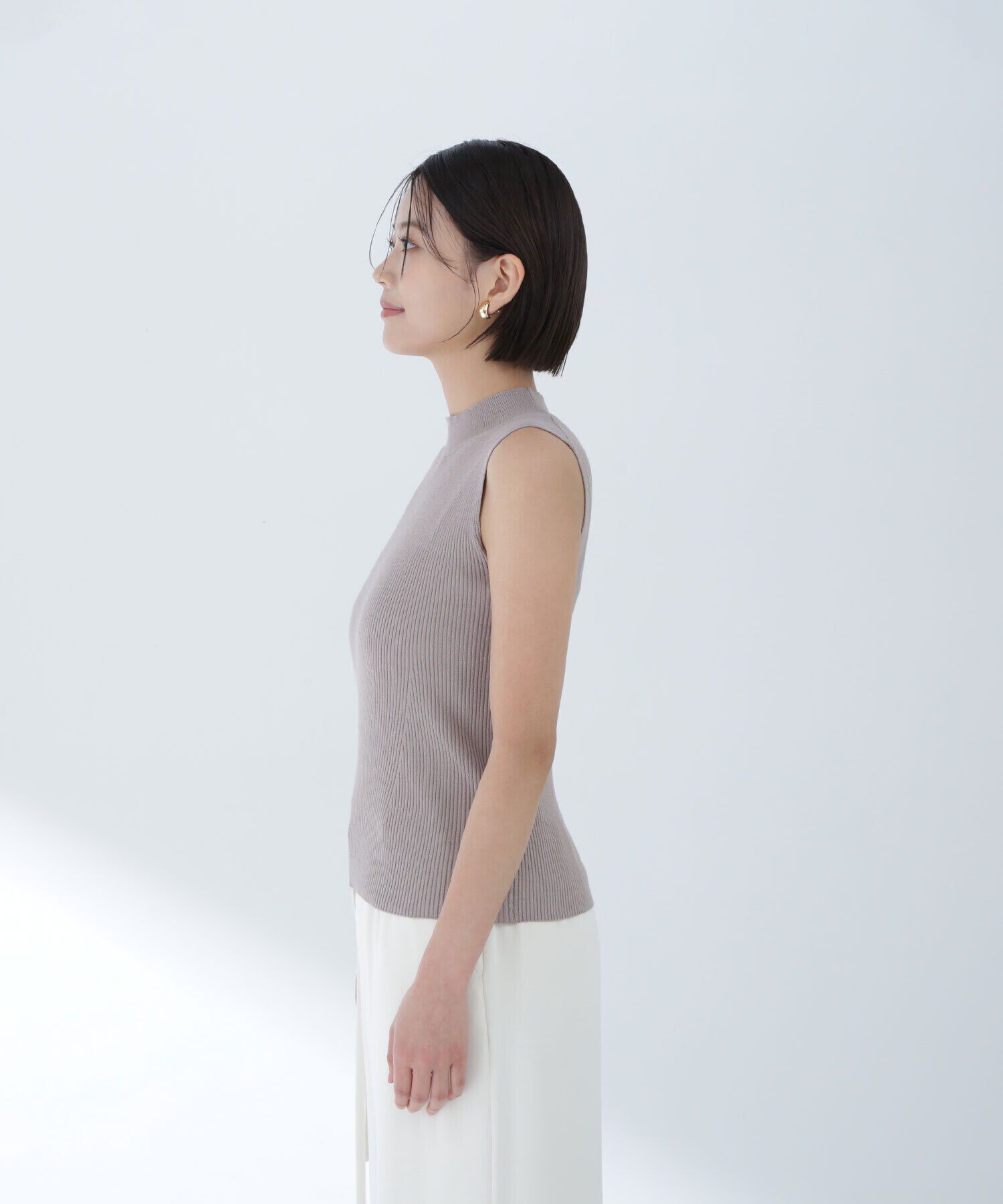  「ハイネックノースリーブリブニット」|ニット・セーター|