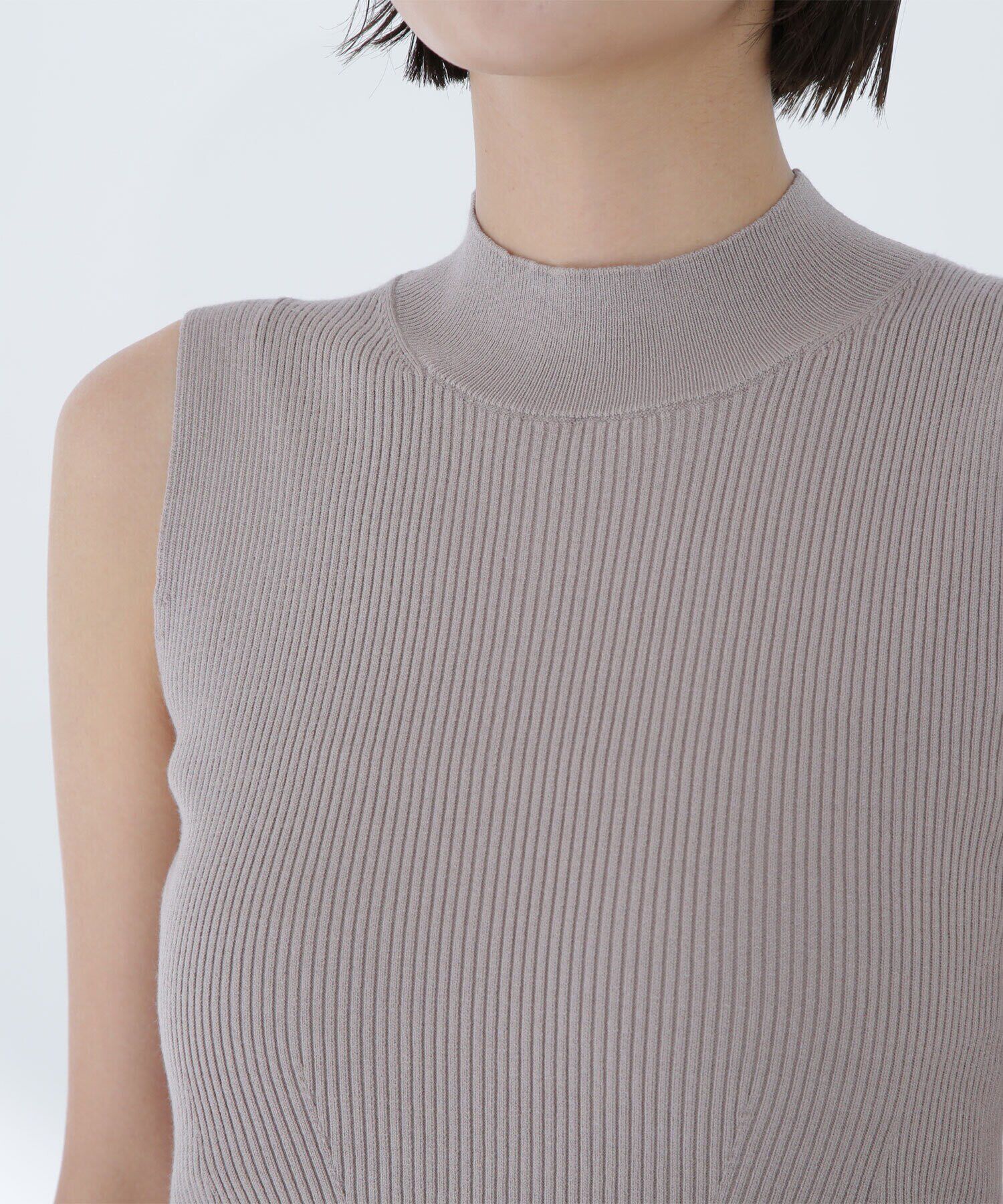  「ハイネックノースリーブリブニット」|ニット・セーター|