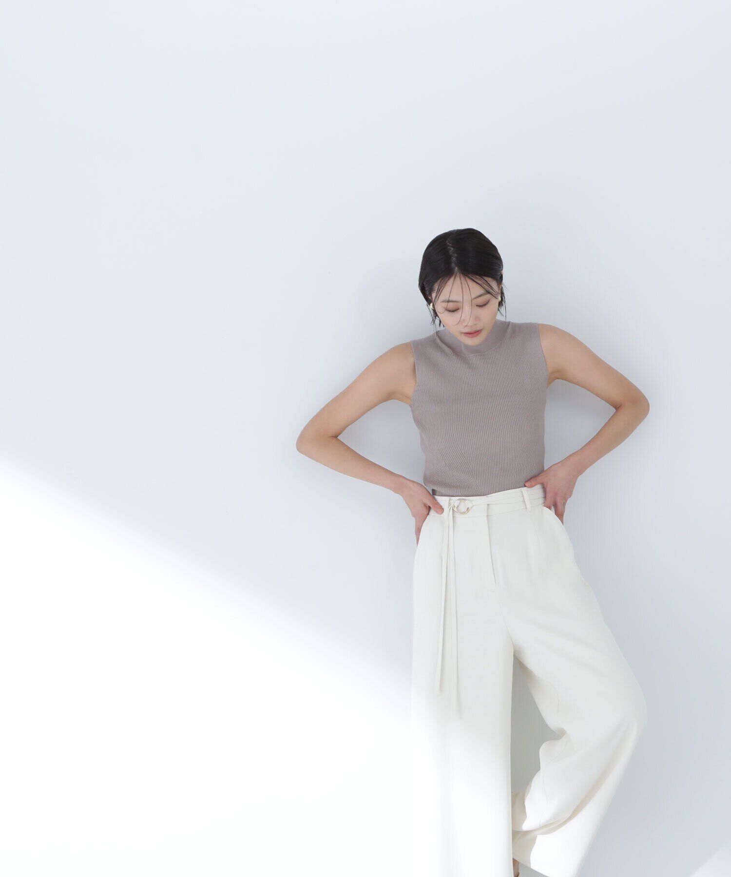  「ハイネックノースリーブリブニット」|ニット・セーター|