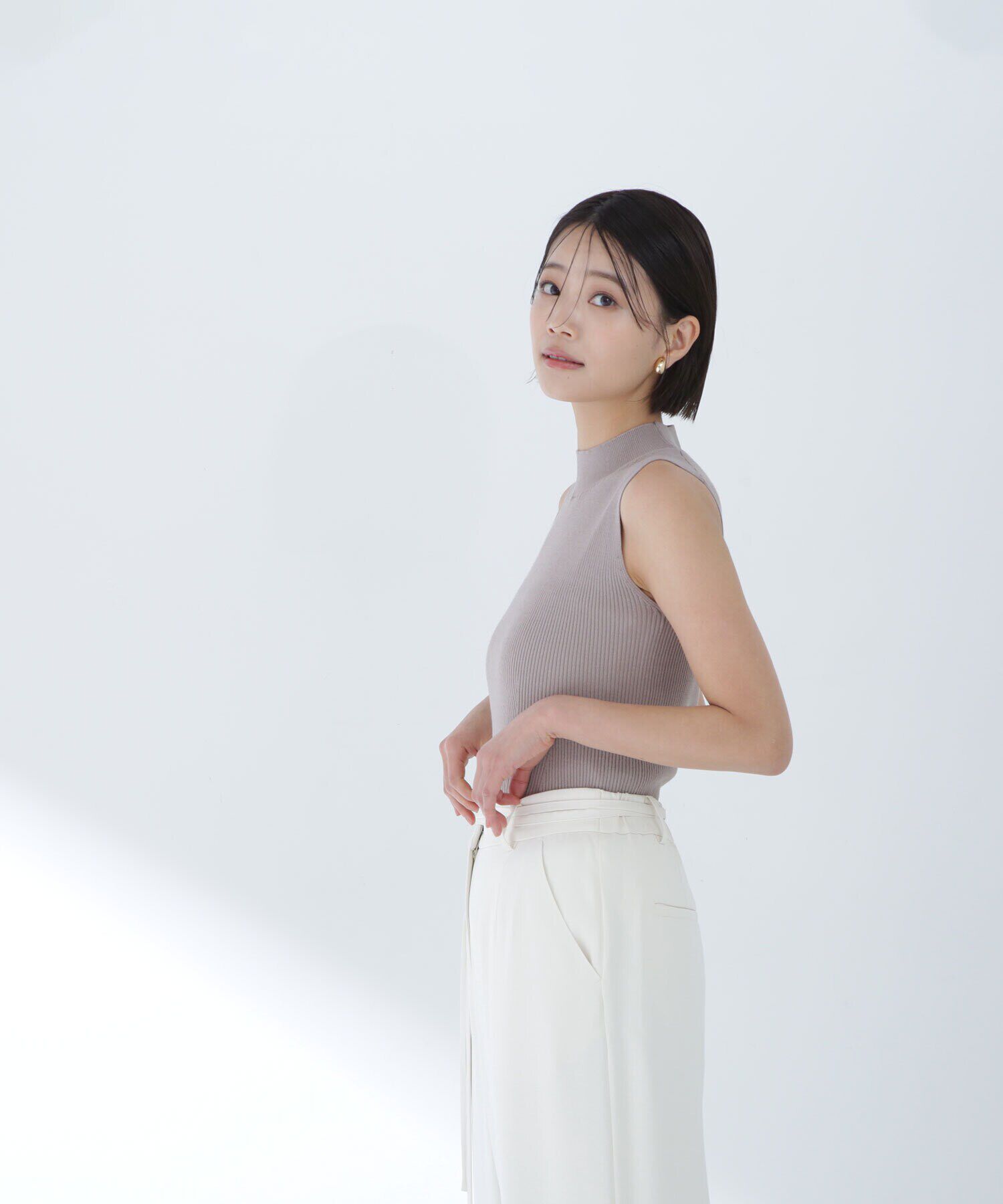  「ハイネックノースリーブリブニット」|ニット・セーター|