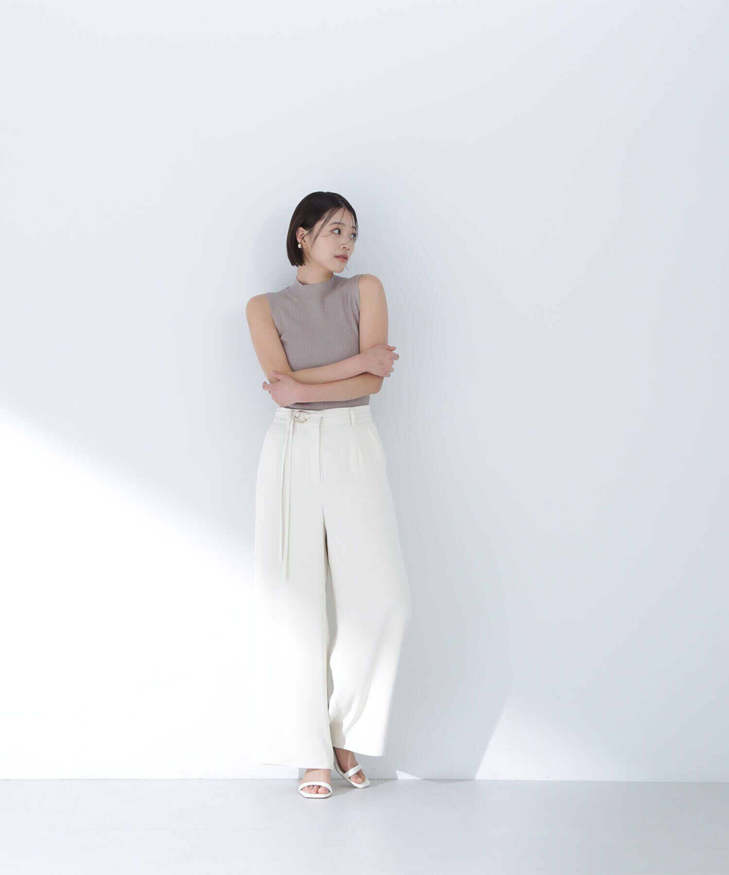  「ハイネックノースリーブリブニット」|ニット・セーター|