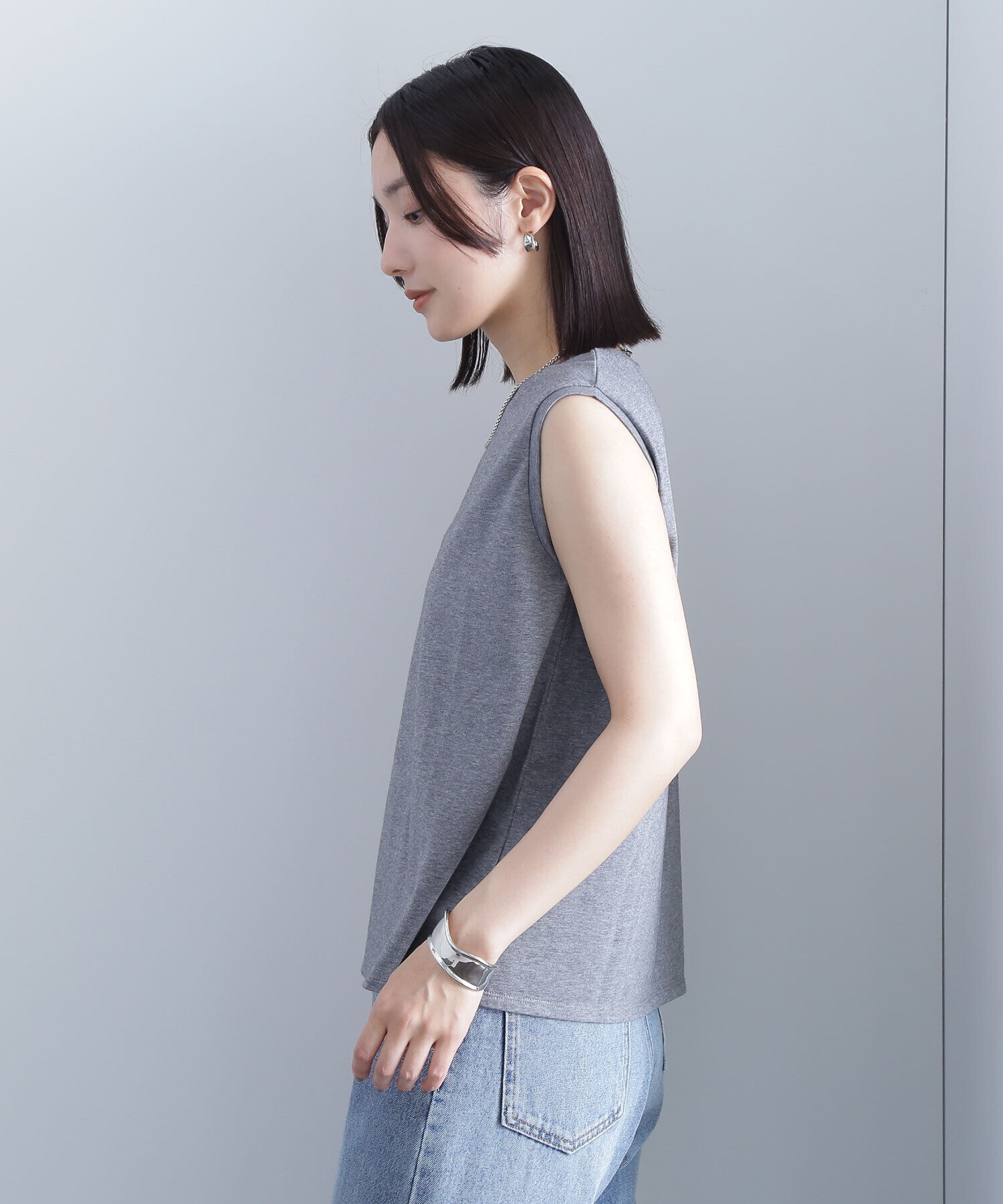  「メタルプレートノースリーブカットソー」|Tシャツ・カットソー|