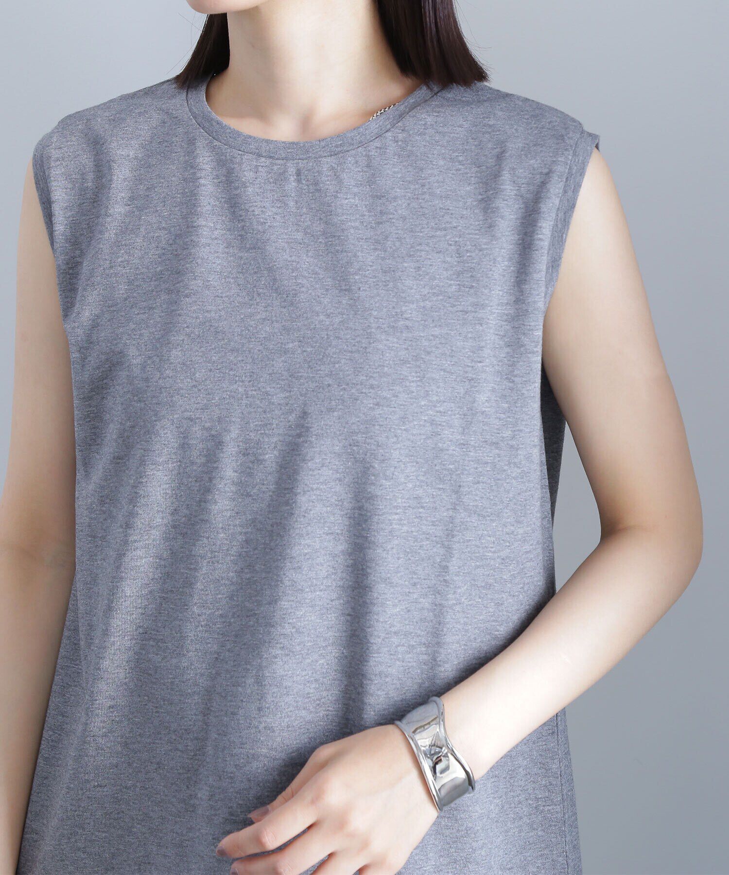  「メタルプレートノースリーブカットソー」|Tシャツ・カットソー|