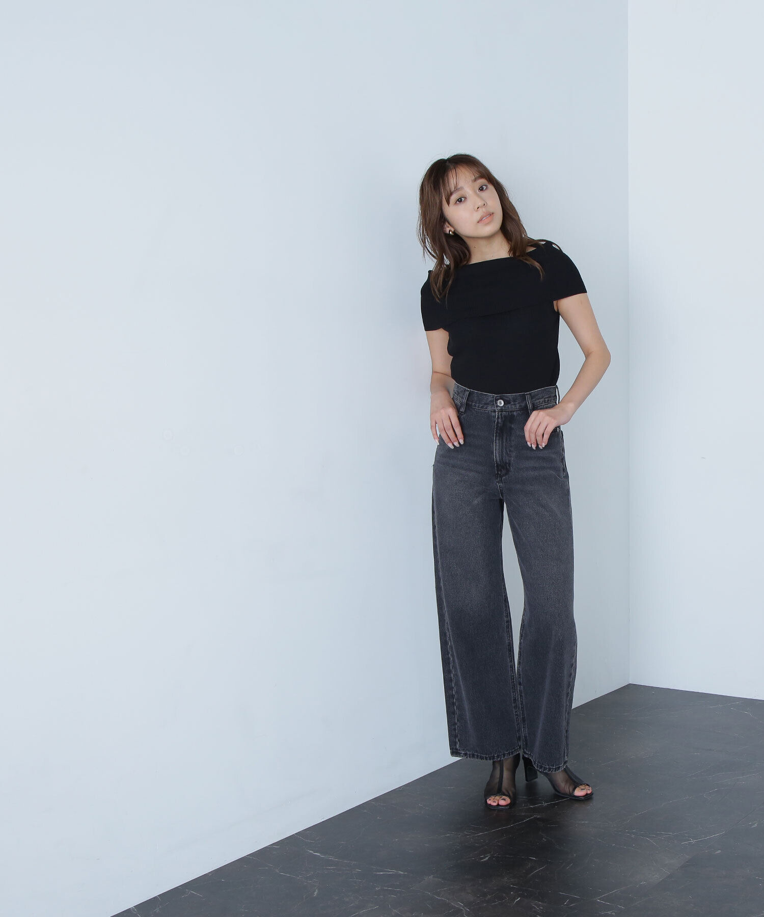  「ワイドオフショルリブニット」|ニット・セーター|