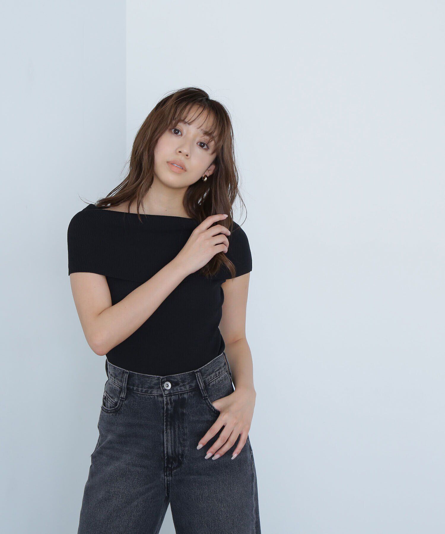  「ワイドオフショルリブニット」|ニット・セーター|