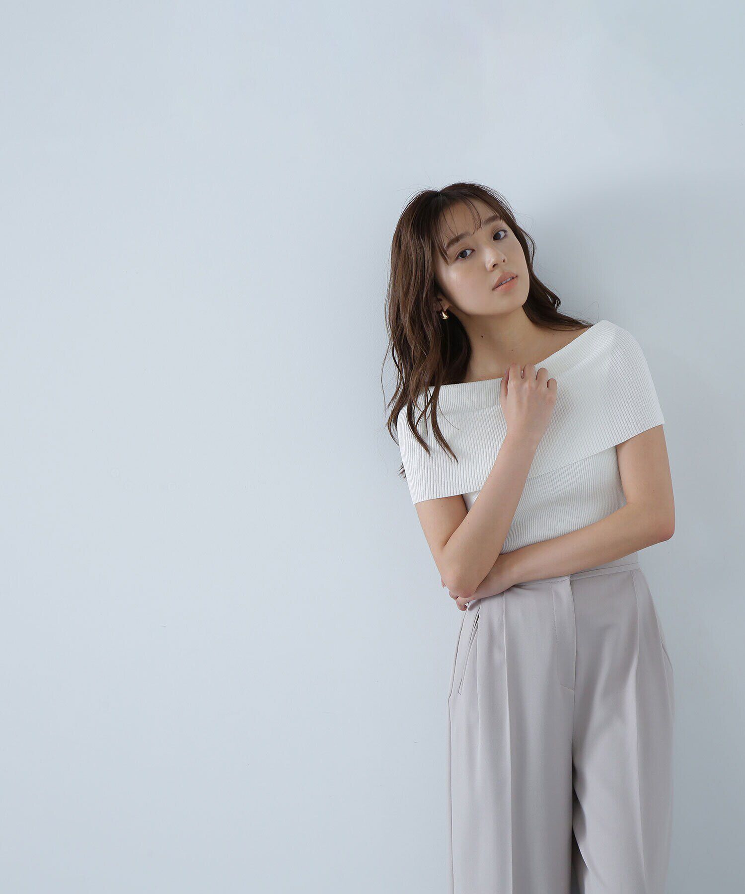  「ワイドオフショルリブニット」|ニット・セーター|オフ1