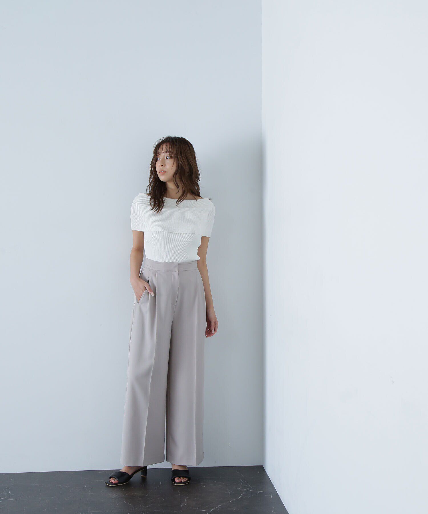  「ワイドオフショルリブニット」|ニット・セーター|