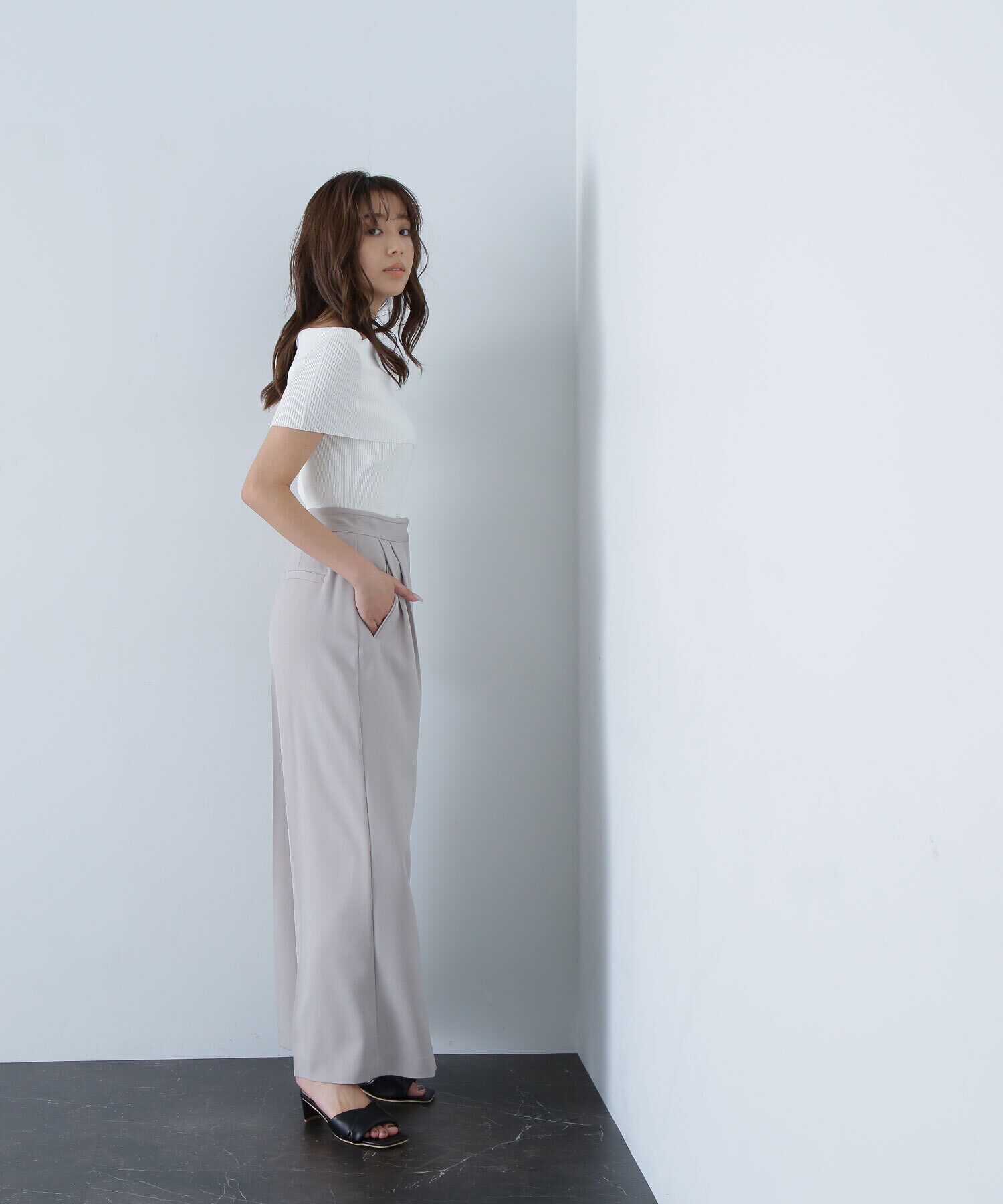  「ワイドオフショルリブニット」|ニット・セーター|