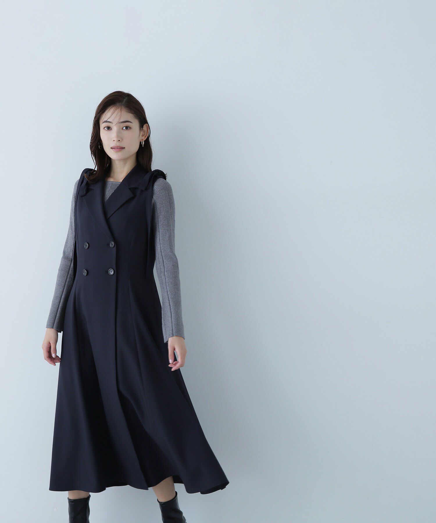  「スクエアネックランダムリブニット」|ニット・セーター|