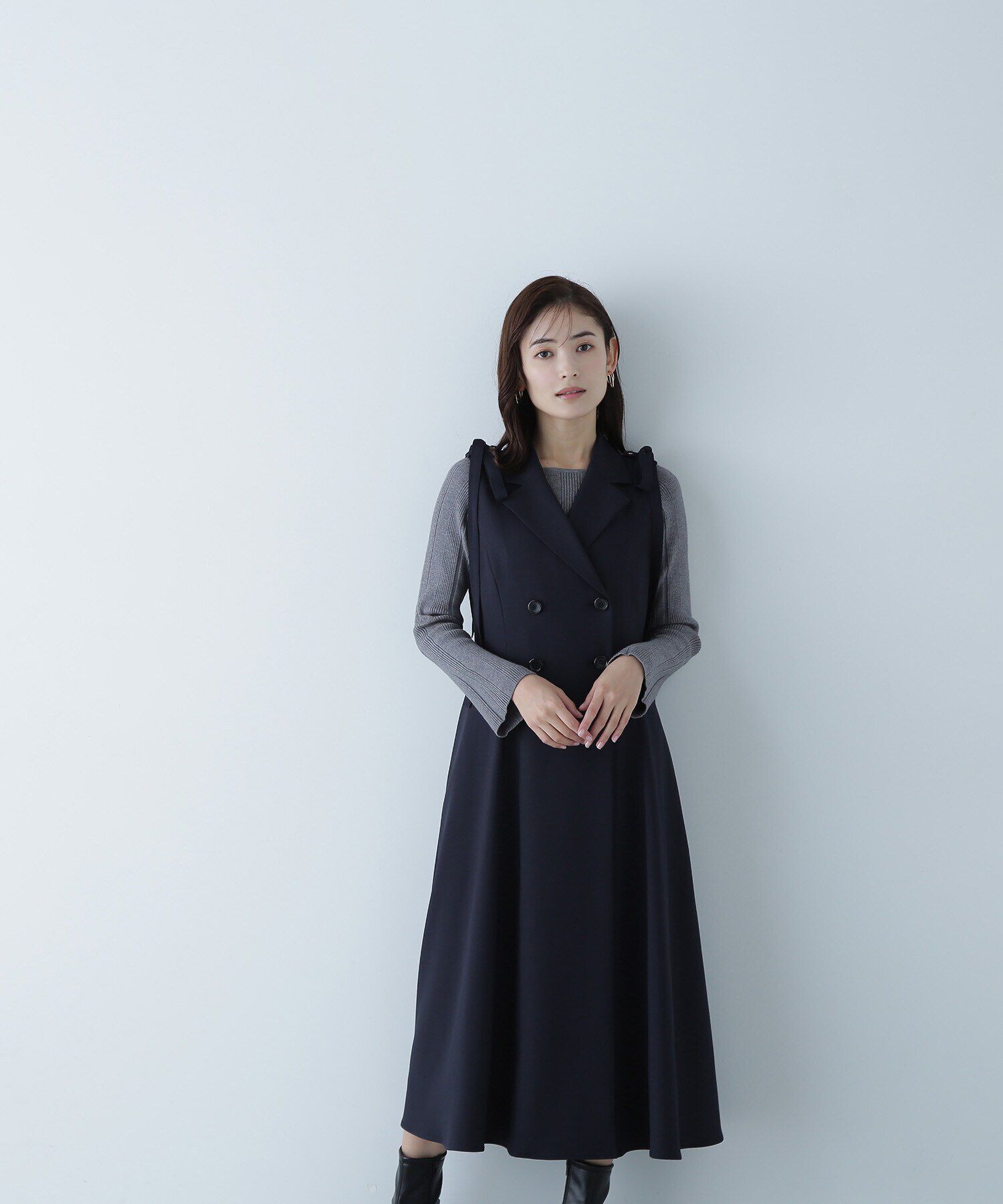  「スクエアネックランダムリブニット」|ニット・セーター|