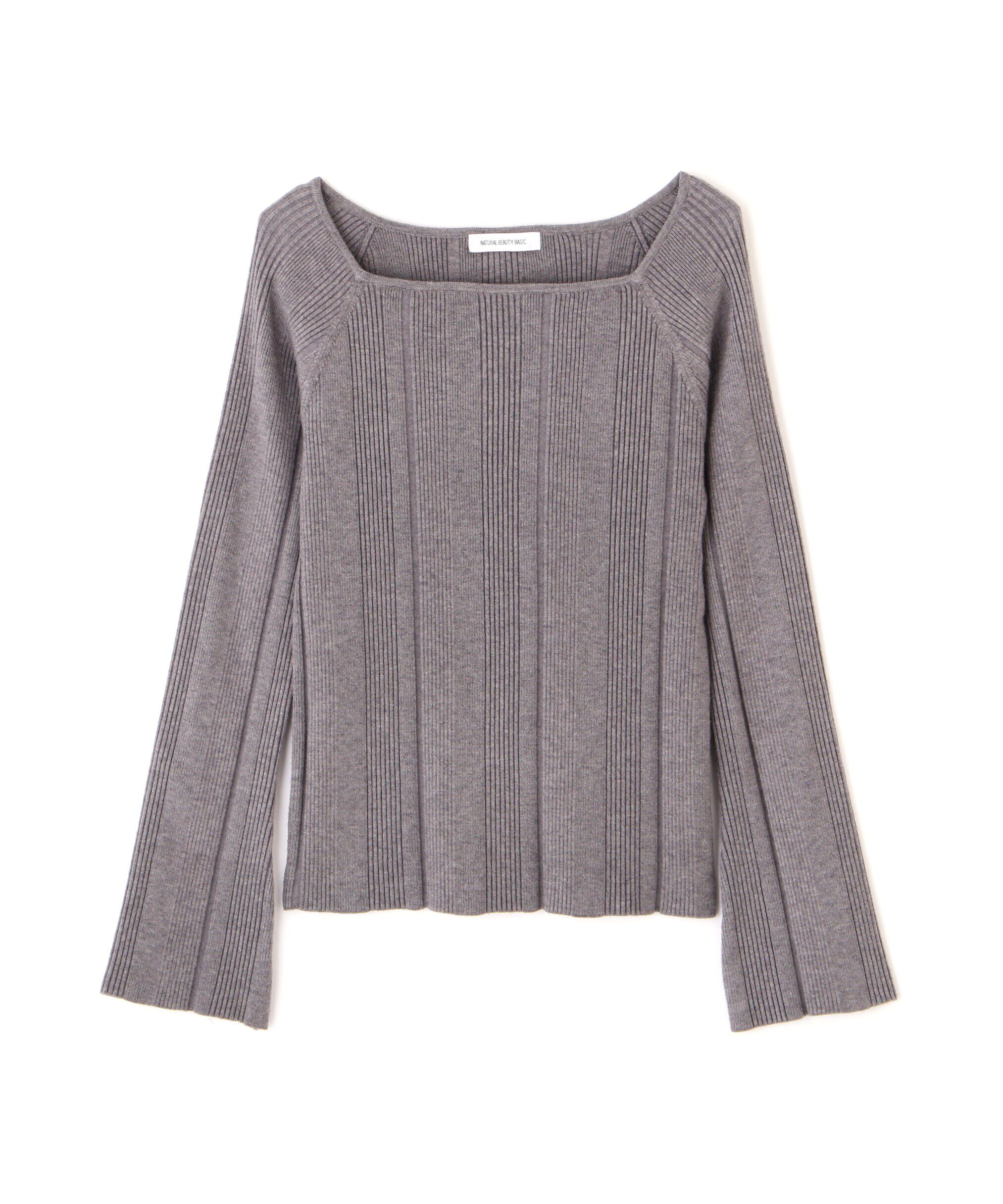  「スクエアネックランダムリブニット」|ニット・セーター|