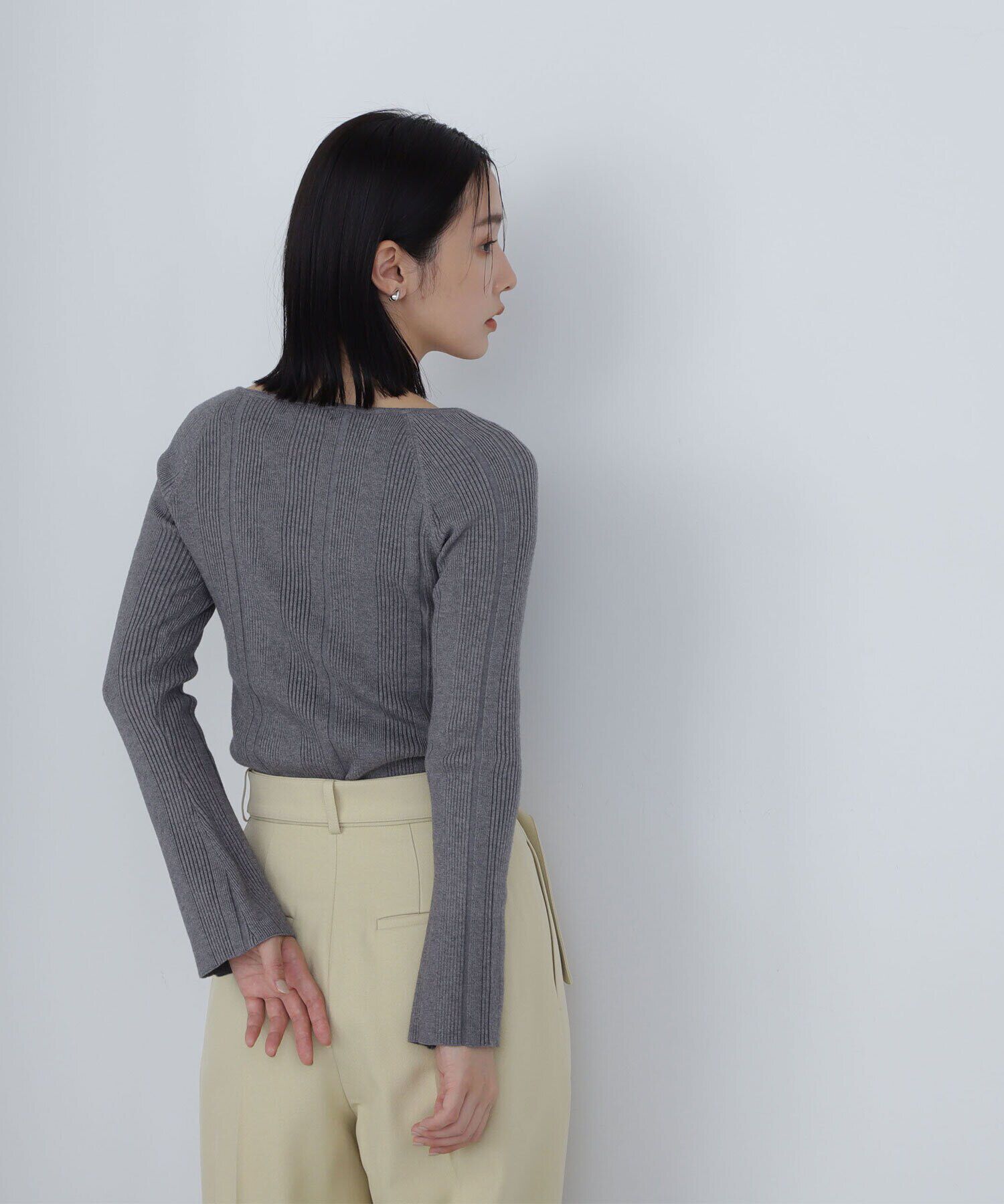  「スクエアネックランダムリブニット」|ニット・セーター|