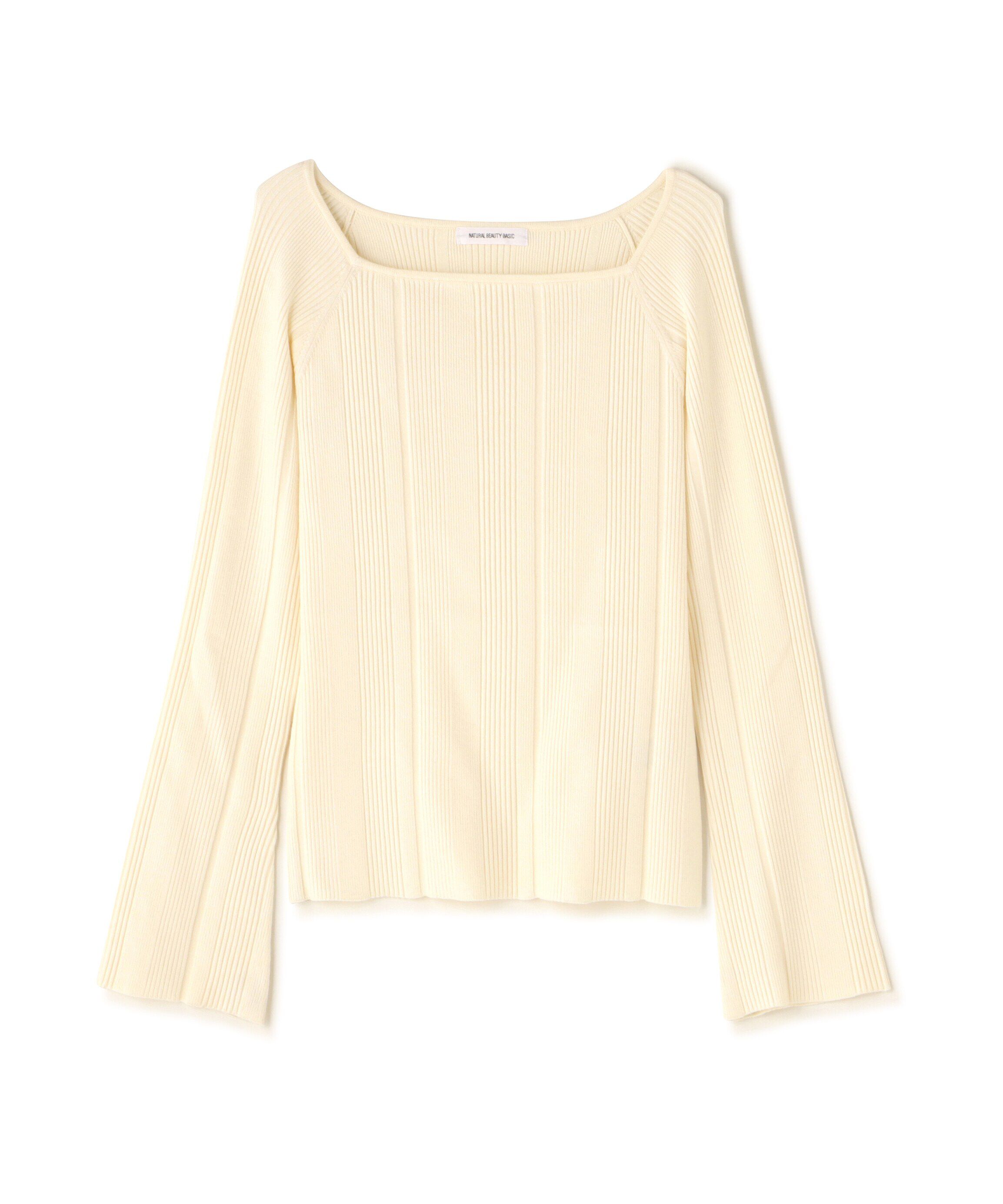  「スクエアネックランダムリブニット」|ニット・セーター|