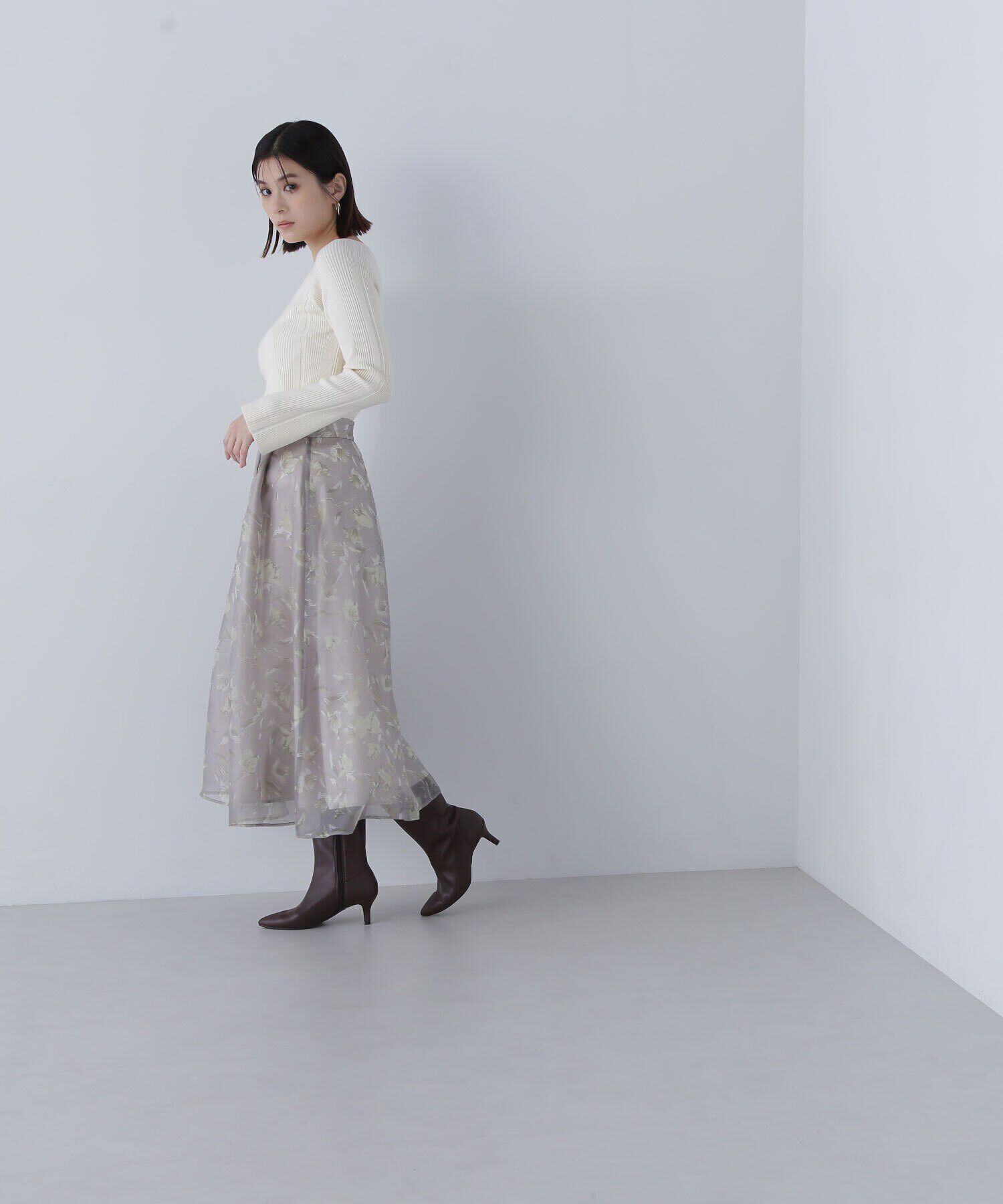  「スクエアネックランダムリブニット」|ニット・セーター|