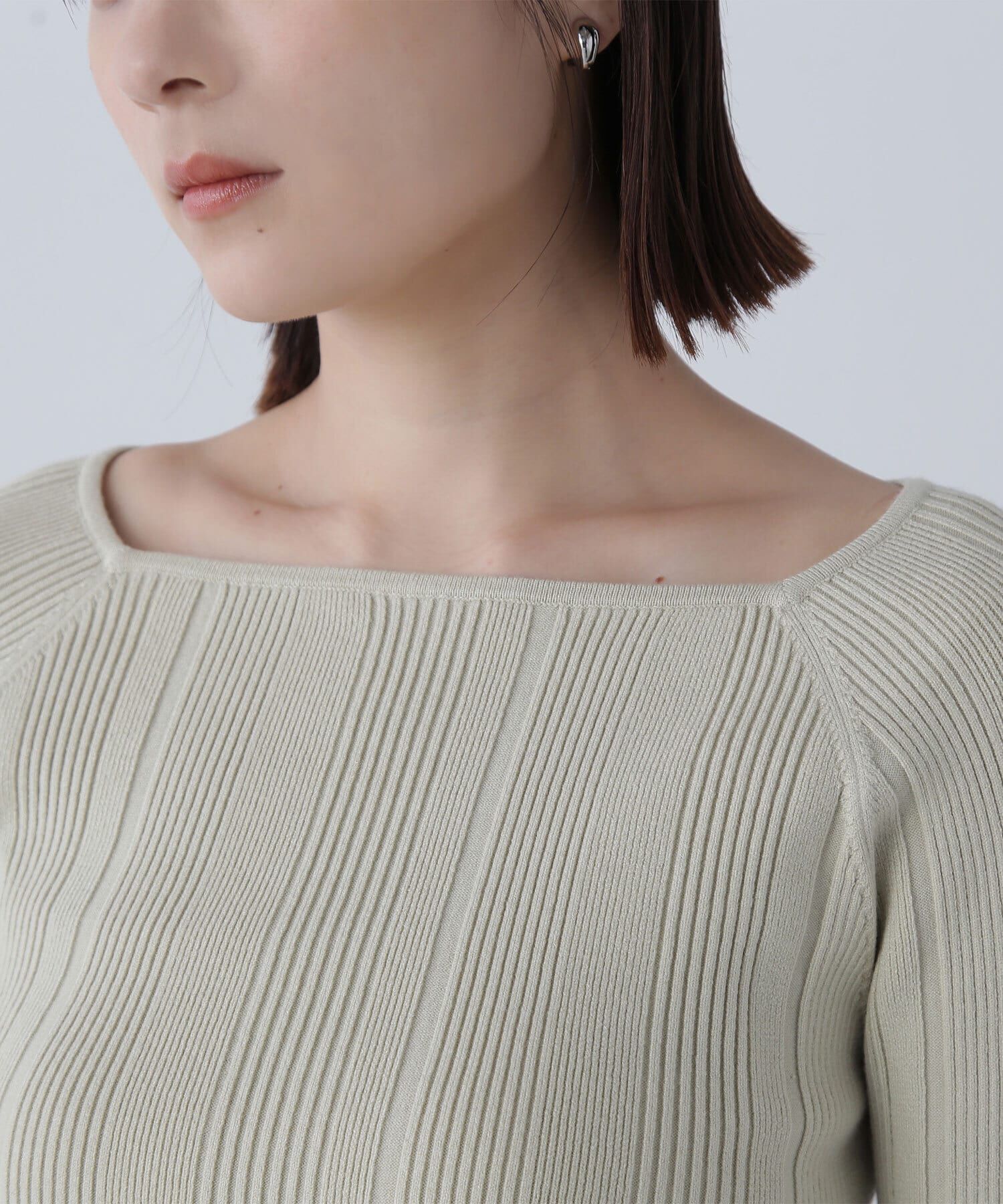  「スクエアネックランダムリブニット」|ニット・セーター|