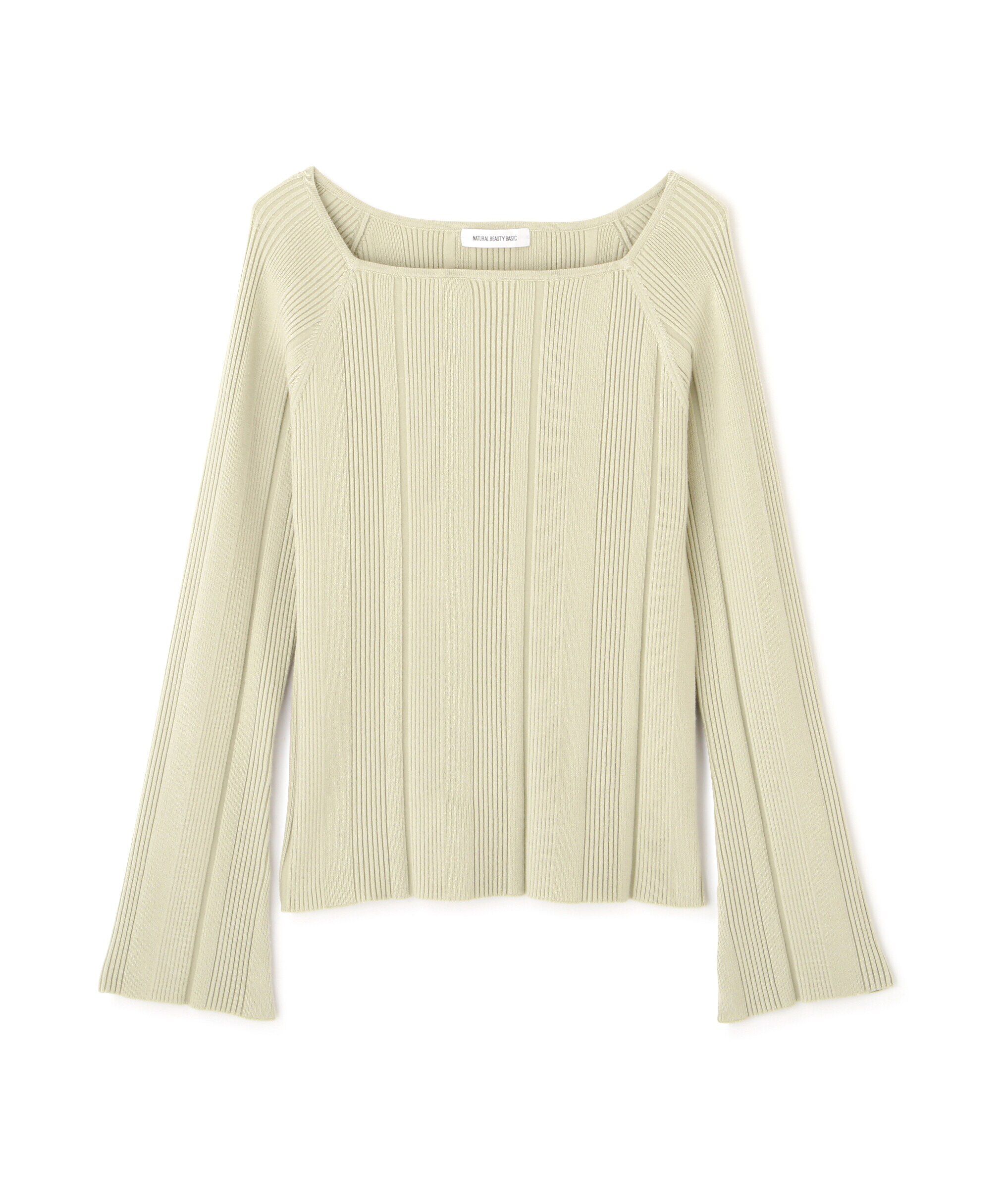  「スクエアネックランダムリブニット」|ニット・セーター|