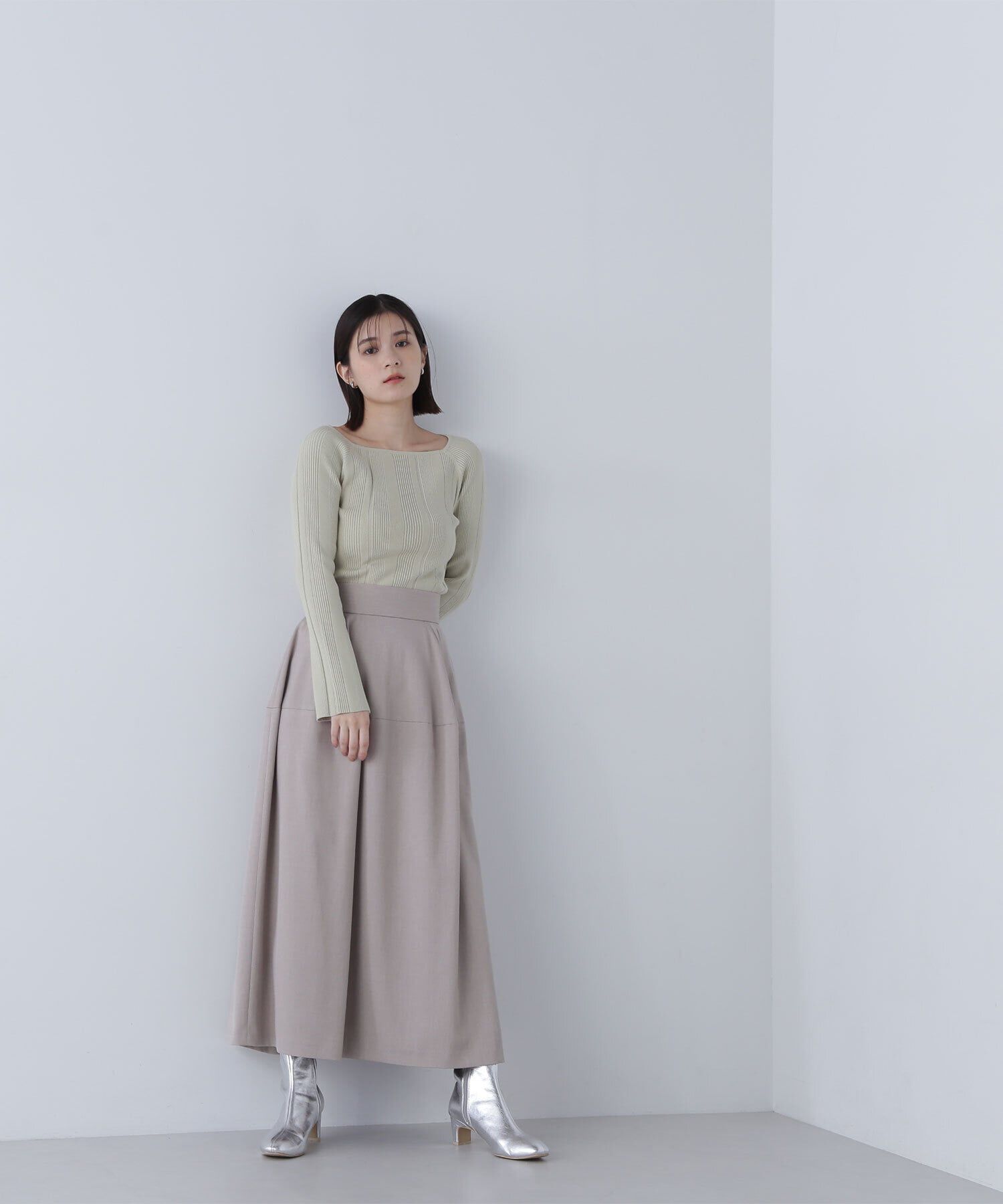  「スクエアネックランダムリブニット」|ニット・セーター|