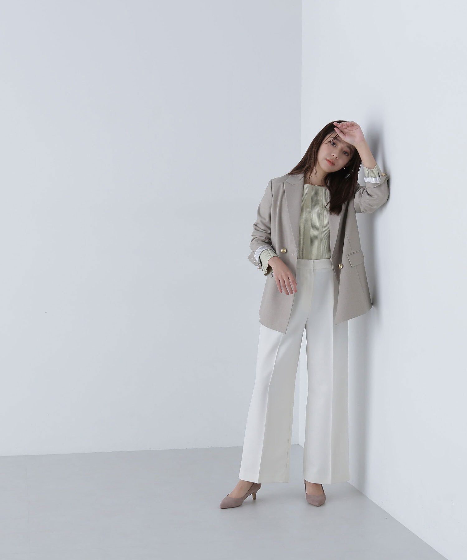  「スクエアネックランダムリブニット」|ニット・セーター|