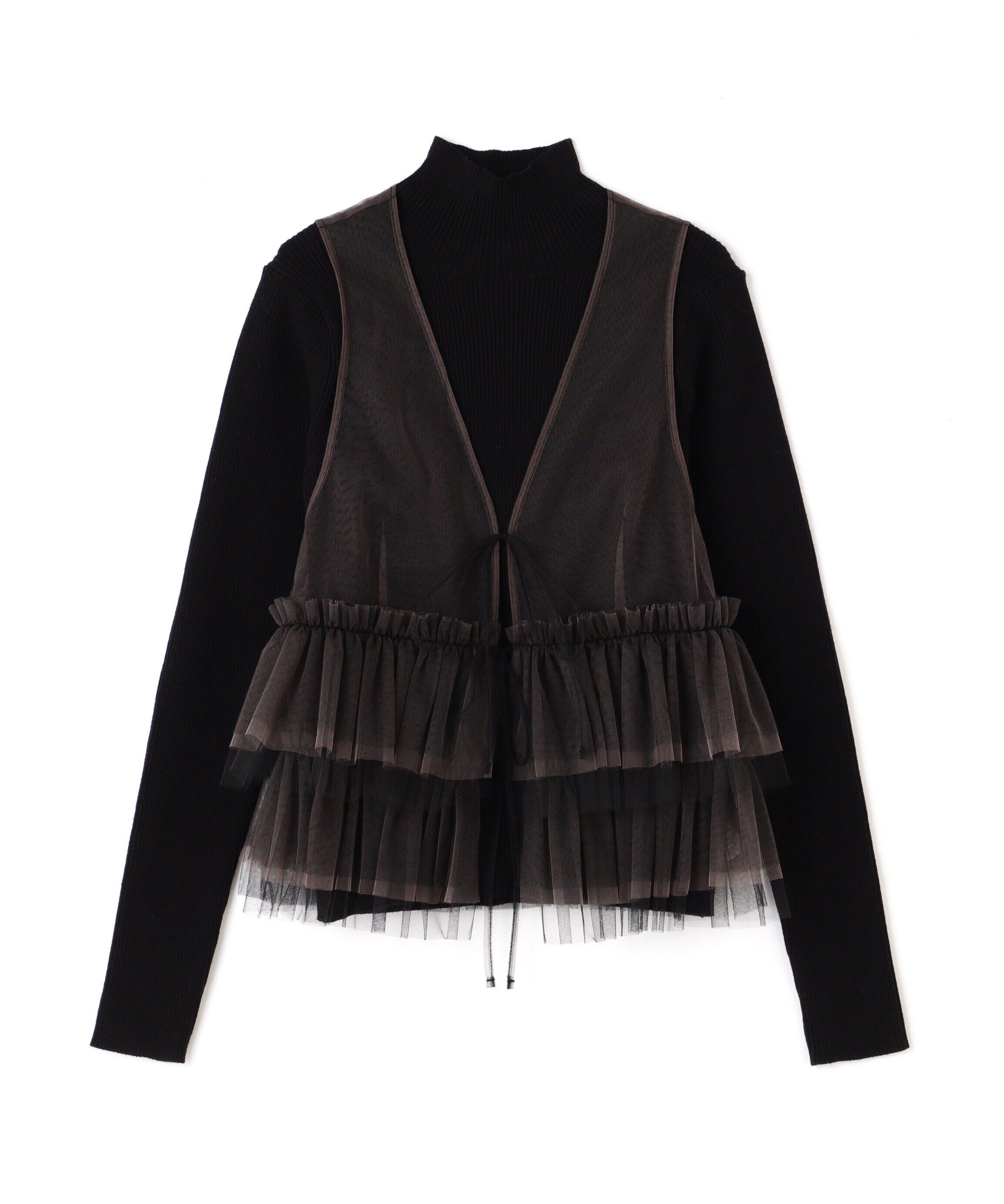  「チュールフリルトップス＆リブニット」|ニット・セーター|